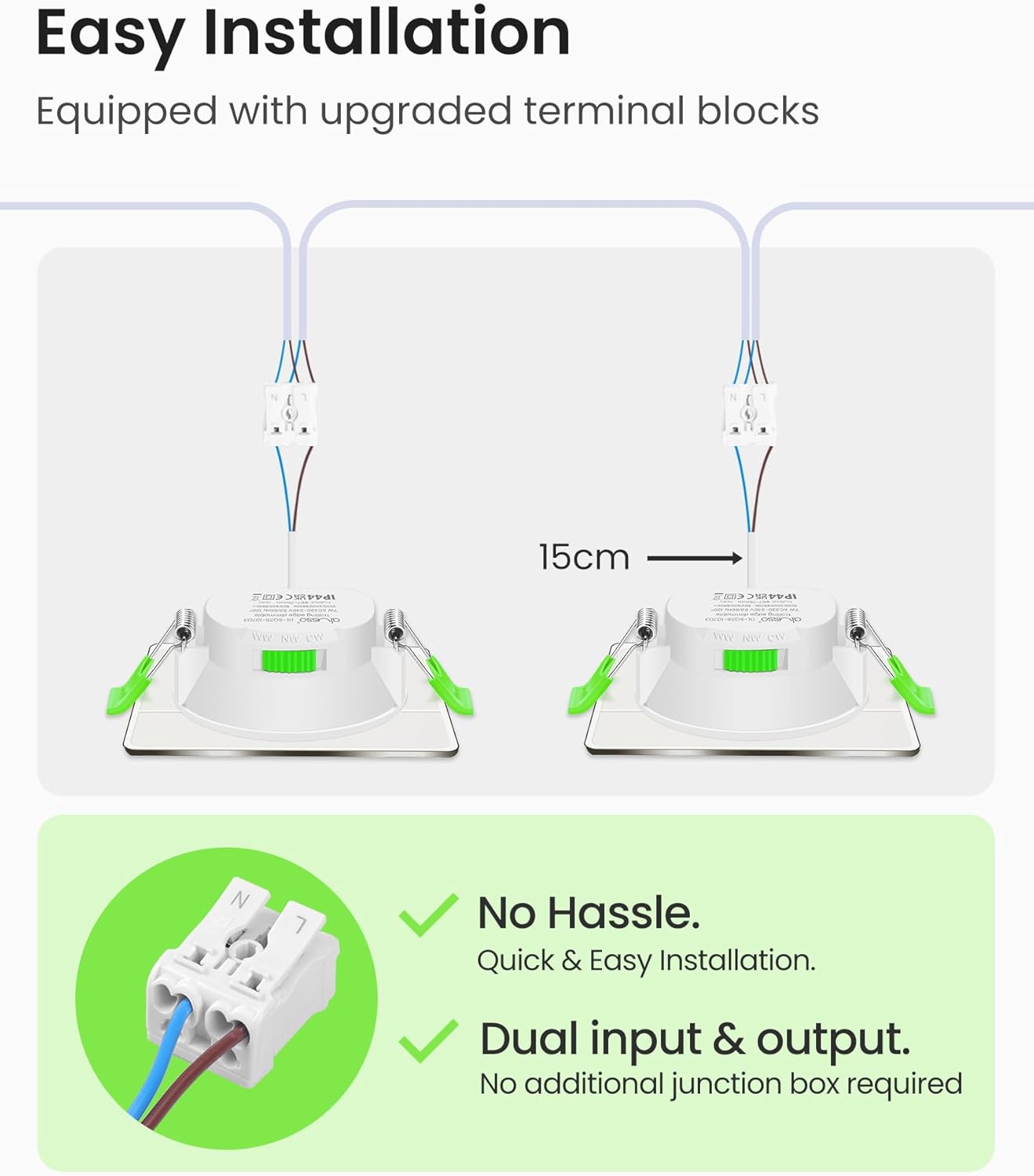 Thumbnail 4 de ALUSSO LED Einbaustrahler 230V eckig dimmbar, 7 W, IP44 (12er-Set) – 3 Farbtemperaturen wählbar, flach 68 mm, Nickel gebürstet