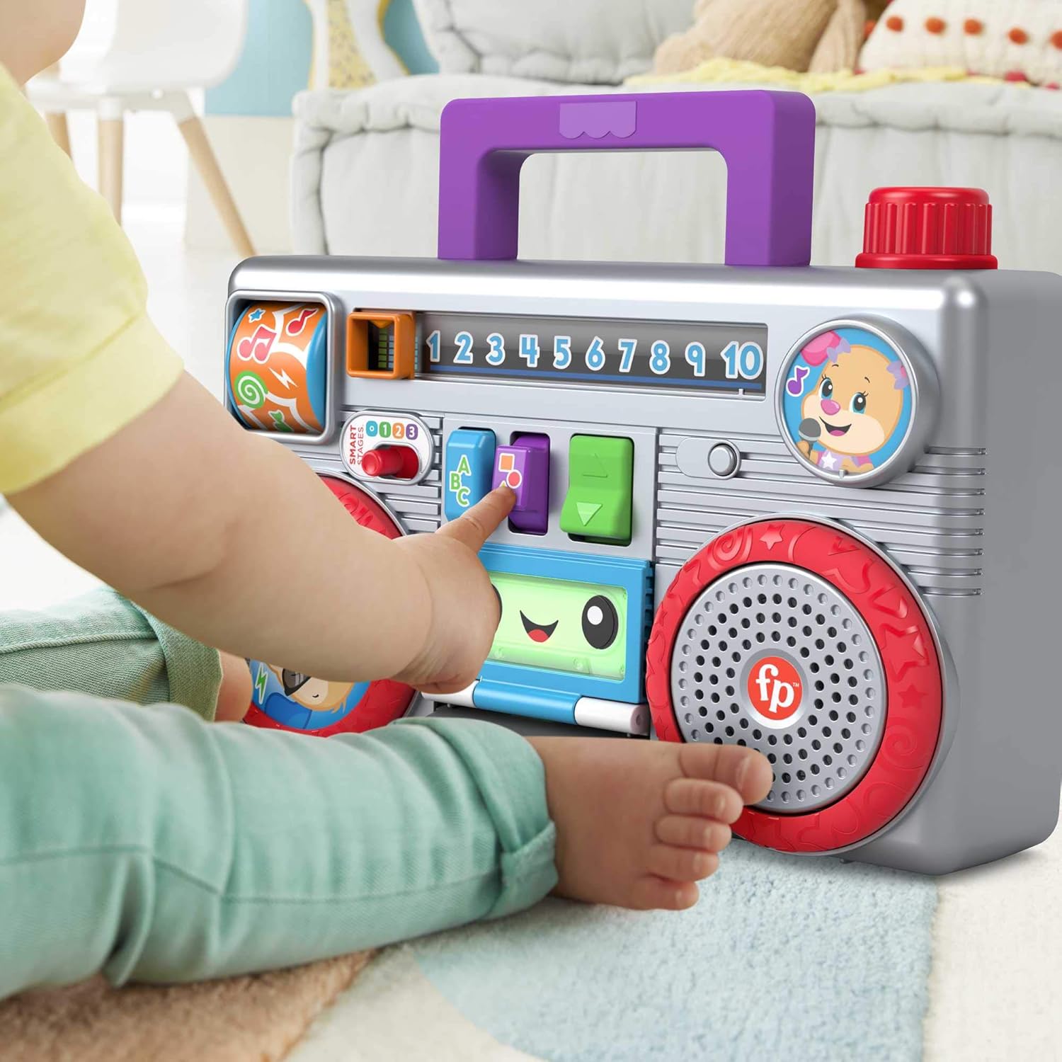Thumbnail 6 de Fisher-Price Laugh & Learn Busy Boombox (UK English Edition) – retro light-up musical activity toy for 6–36 months