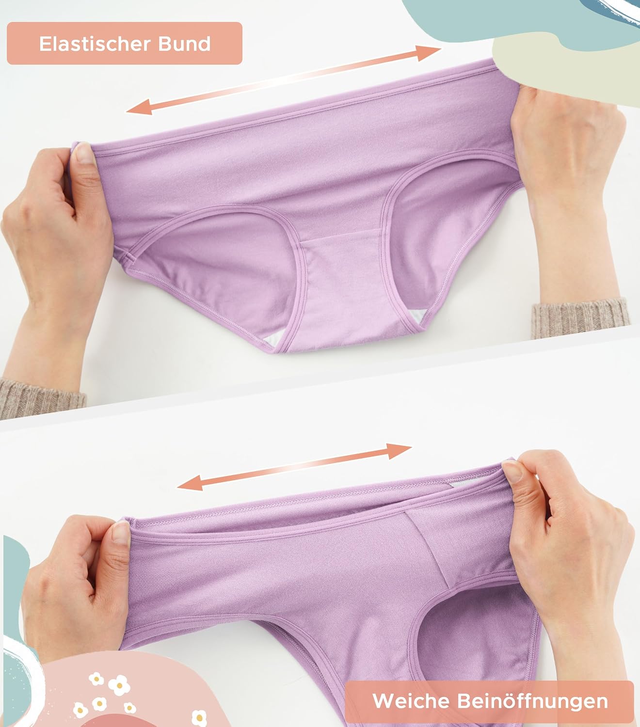 Thumbnail 1 de INNERSY Unterhosen Mädchen Baumwolle – bequeme Slips im 6er-Pack (8–16 Jahre)