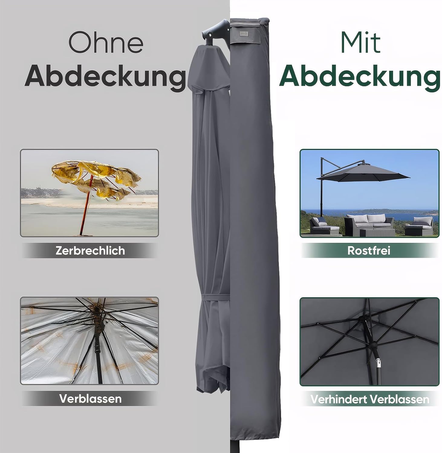 Detalle 2 de Sekey Housse parasol déporté 260x65cm 🏖