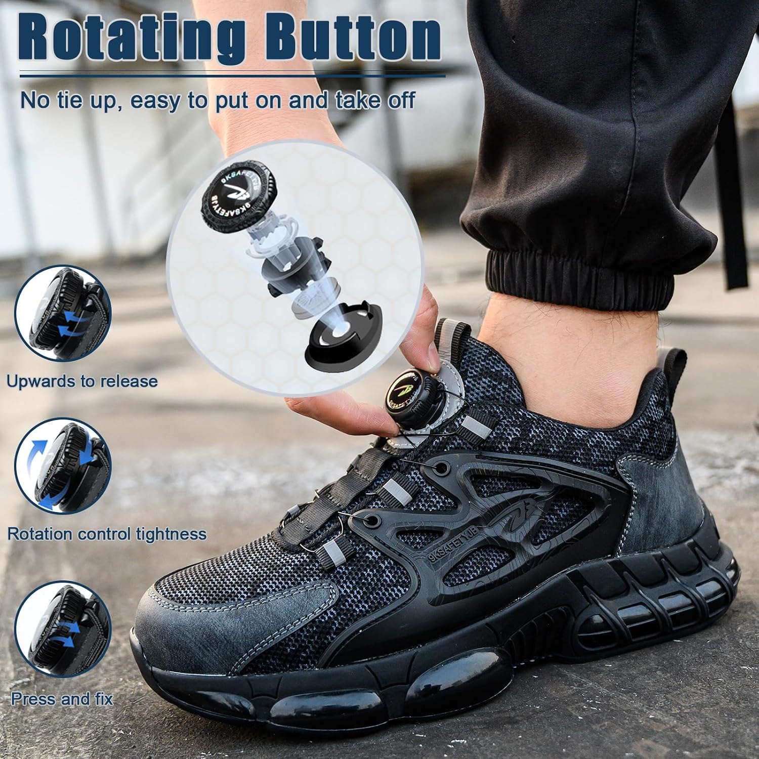 Thumbnail 4 de Steel toe cap safety trainers with Kevlar midsole and swivel buckle laces