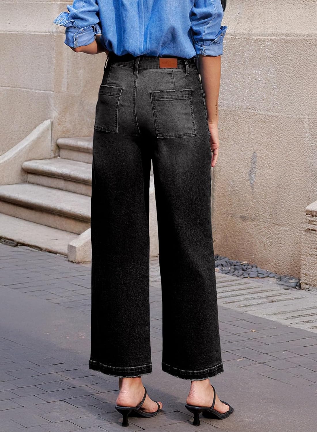 Detalle 2 de Sidefeel Women's Wide Leg Jeans High Waisted Stretchy Jeans