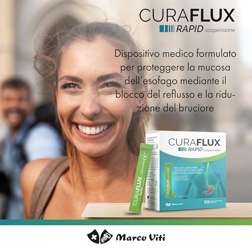 Detalle de Marco Viti CURAFLUX RAPID Sospensione Orale in Stick da 10 ml: sollievo rapido da reflusso e iperacidità
