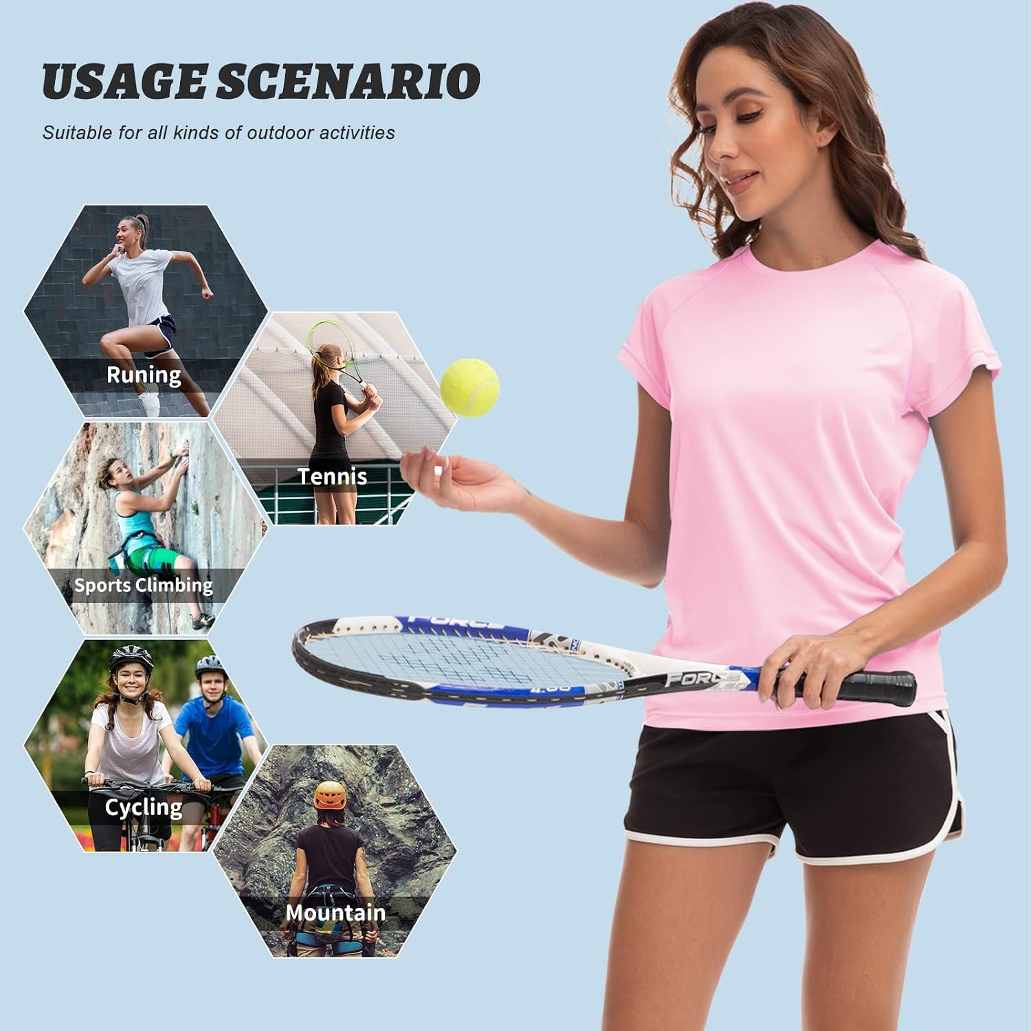 Detalle 2 de MEETWEE Rash Guard Femme Haut Anti-UV UPF 50+ – T‑Shirt de plage respirant, manches longues ou courtes