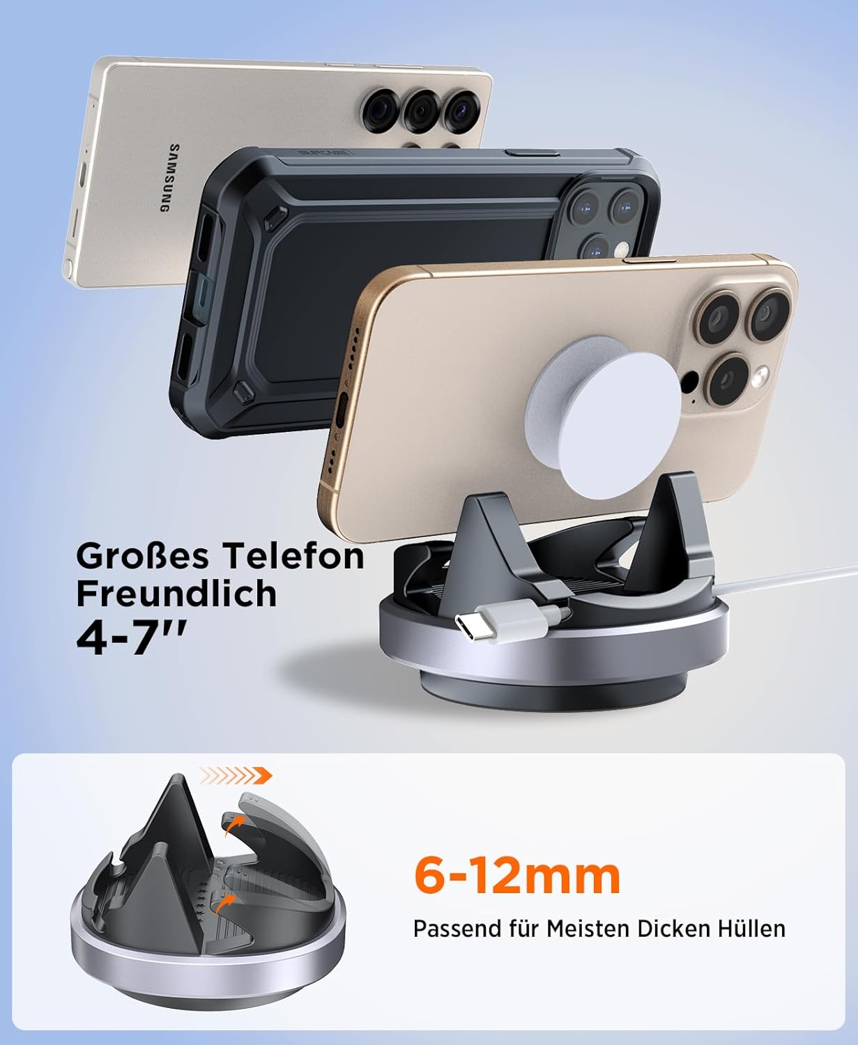 Thumbnail 3 de Beeasy Handyhalterung fürs Auto: Silikon-Halter mit 360°-Drehung für Smartphones (Armaturenbrett)