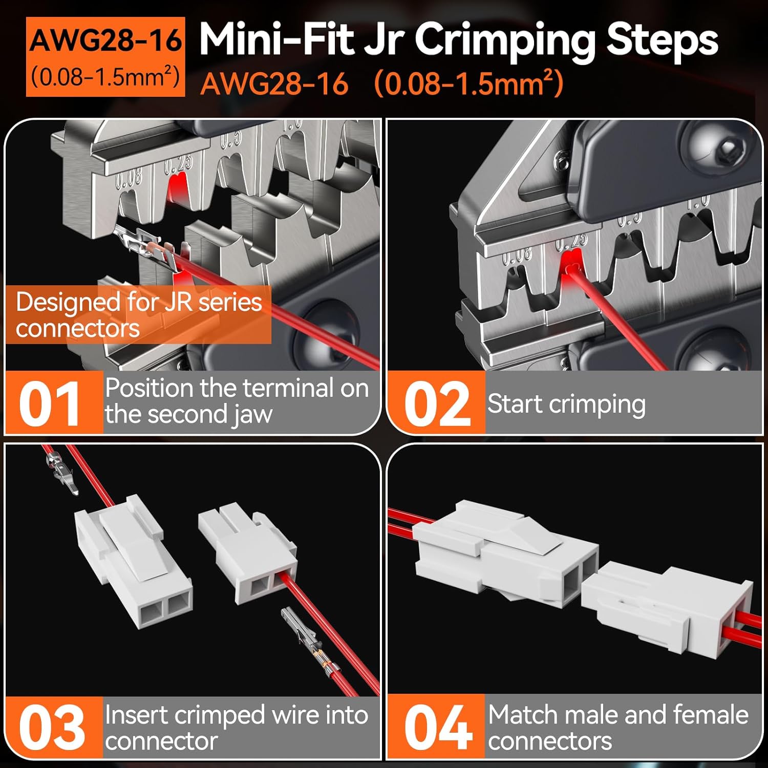 Thumbnail 3 de Preciva Crimpzangen-Set 472-teilig mit Mini-Fit Jr. Stecker (2/4/6/8/10-polig) für 0,08–1,5 mm²