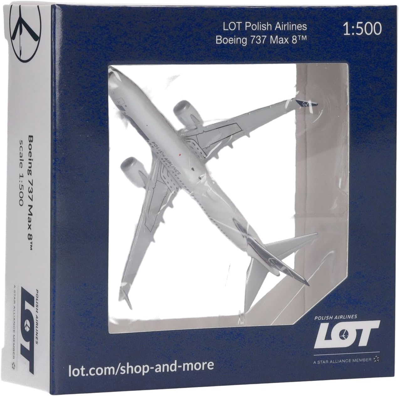 Detalle de Herpa 539098 Boeing 737 Max 8 LOT – metalowy model samolotu 1:500