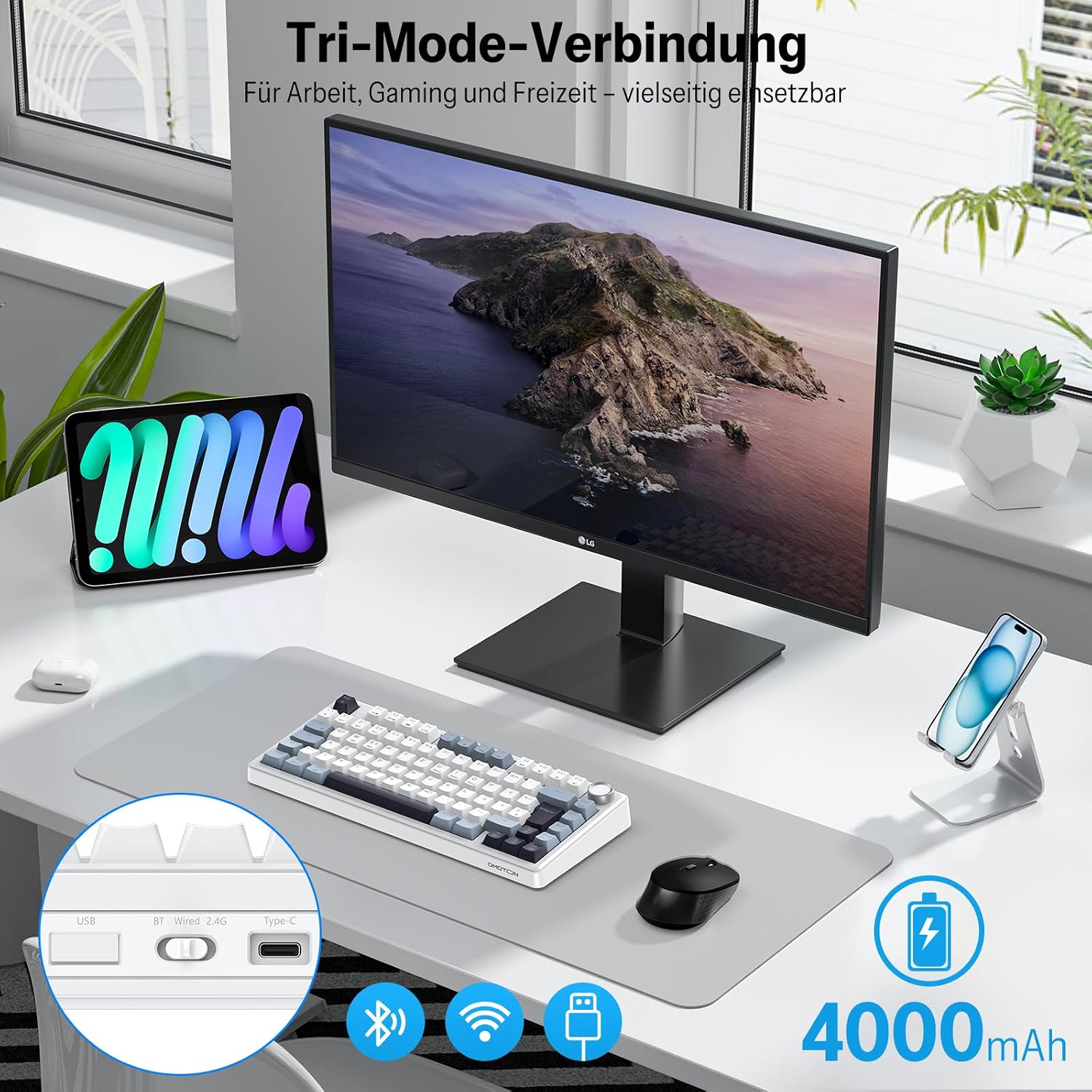 Detalle 2 de OMOTON MK211 mechanische Tastatur 4000 mAh ⌨