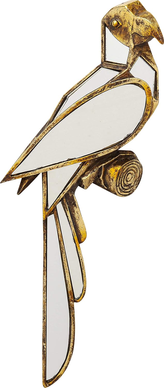 Detalle de Kare Design Decorazione Da Parete Parrot Mirror, Oro/ Specchio, Pappagallo - Riflessi di Luce