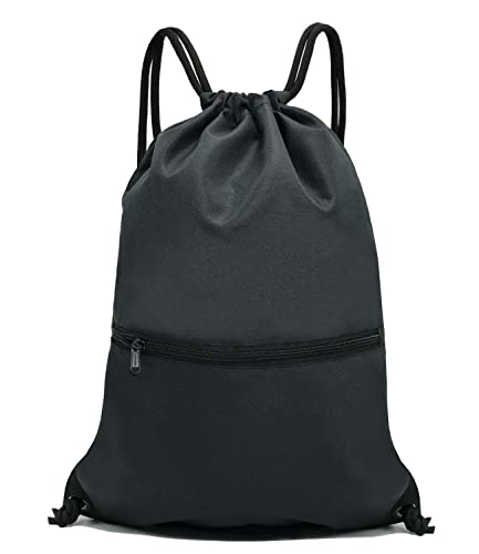 Detalle de HOLYLUCK Drawstring Backpack Bag Sport Gym Sackpack — Black