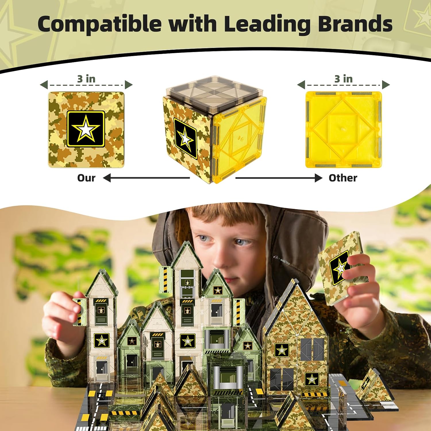 Detalle de GobiDex 100PCS Army Magnetic Tiles 🧩