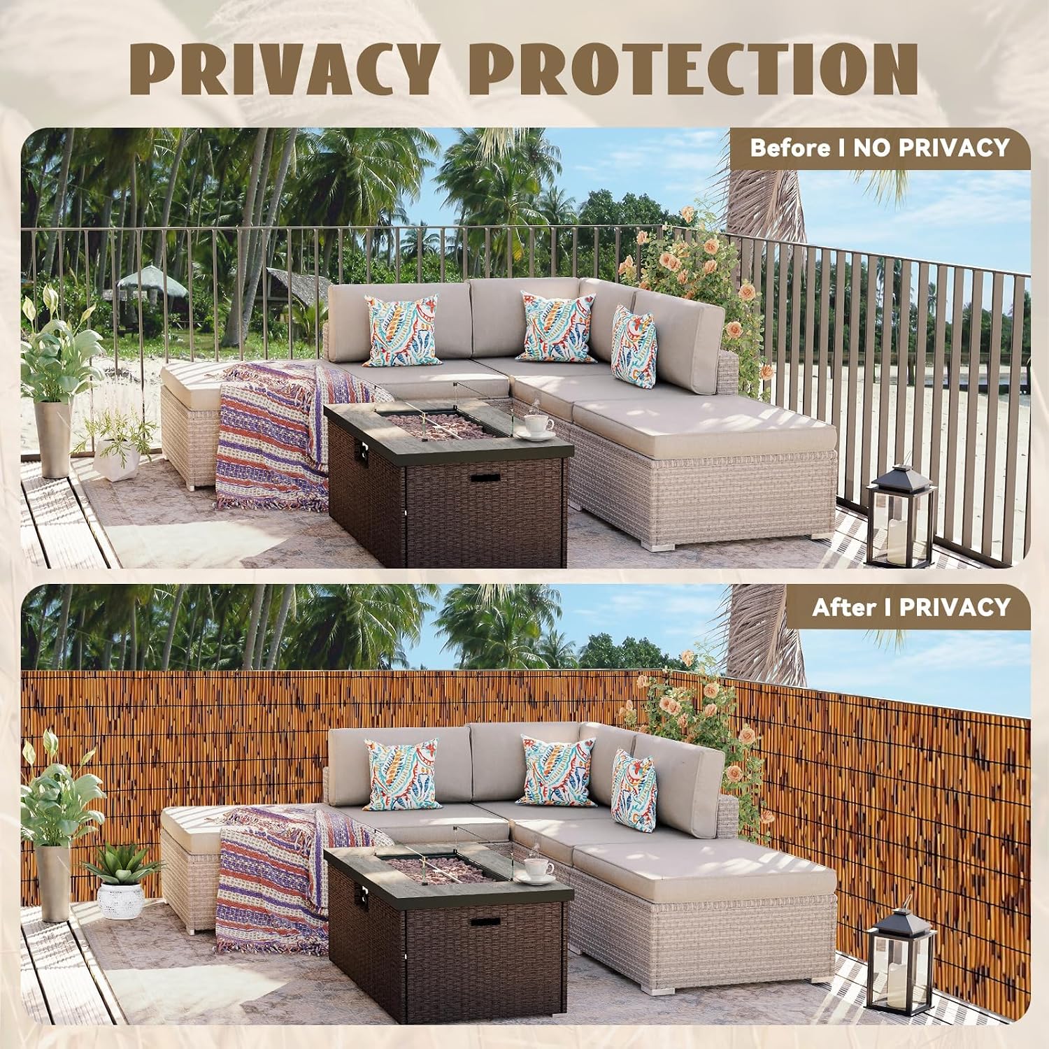 Thumbnail 6 de KOIUEYW Bamboo Reed Privacy Screen 5 x 10 FT