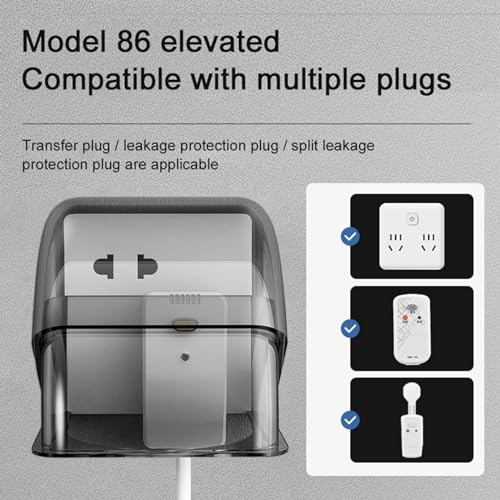 Thumbnail 5 de Yuqilin Protector de pared para interruptor y luz negro transparente (tapa plegable impermeable)