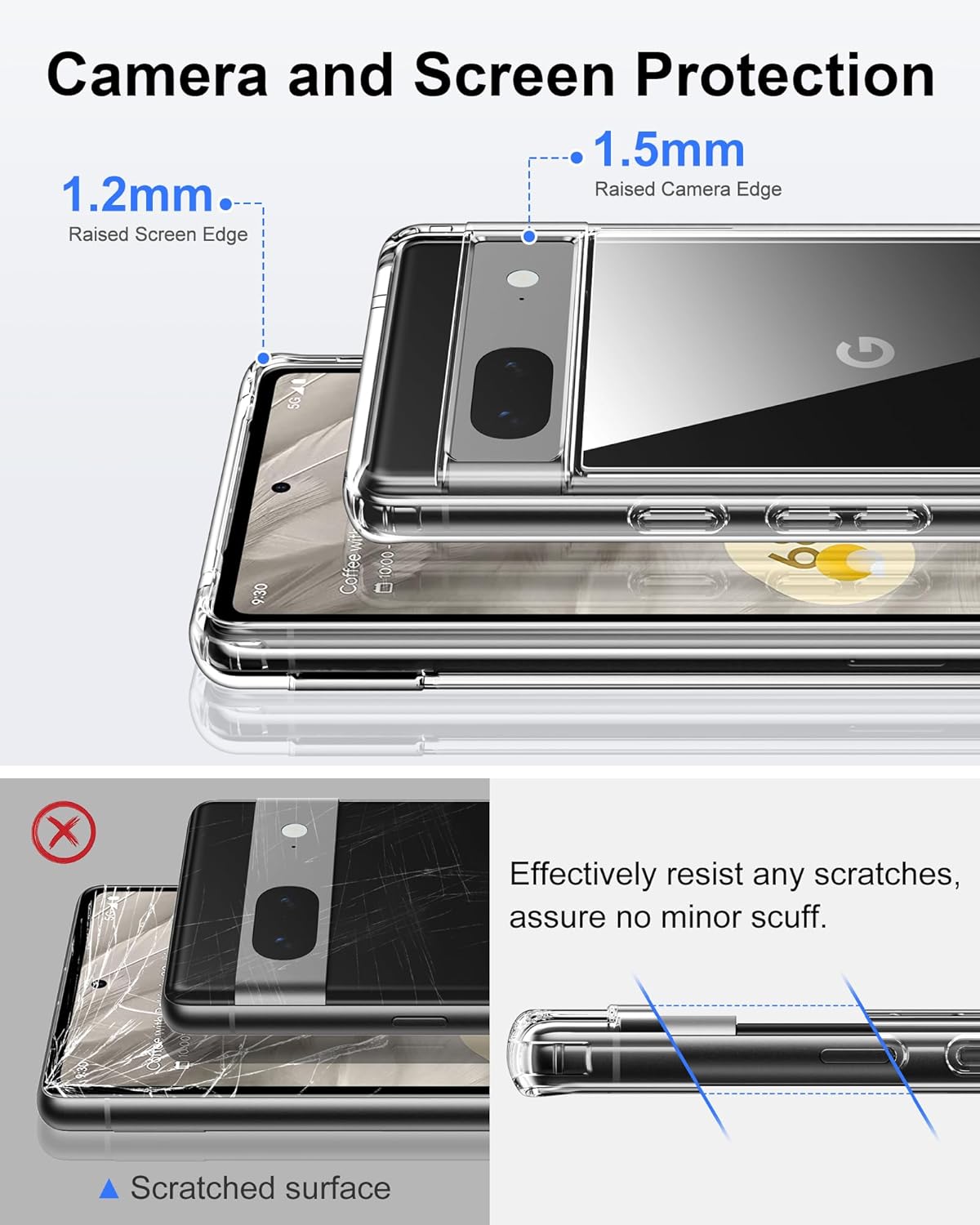 Detalle de HOOMIL Crystal Clear Hülle für Google Pixel 7 – Transparente Schutzhülle mit Anti-Gelb Technologie