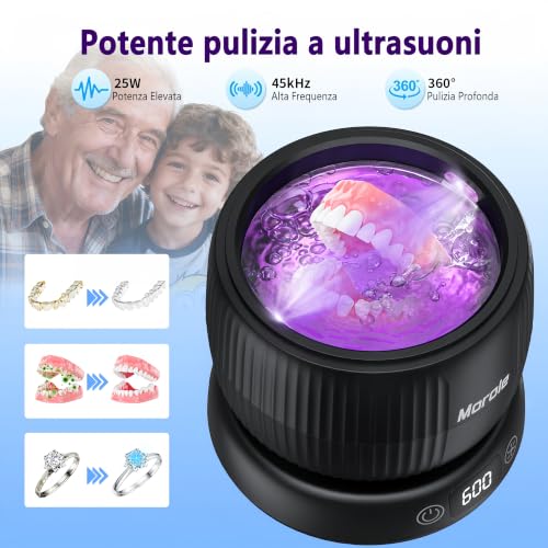 Thumbnail 2 de Morole Pulitore Ultrasuoni con Lampada UV – 45000 Hz, 200 ml, Portatile