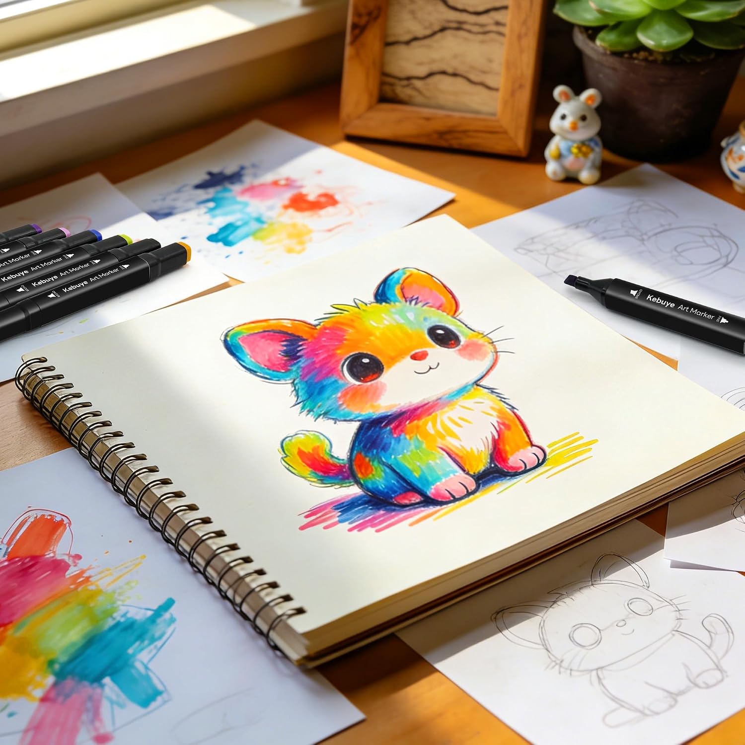 Thumbnail 6 de Kebuye 100-Colour Alcohol Based Markers Set with Carrying Case