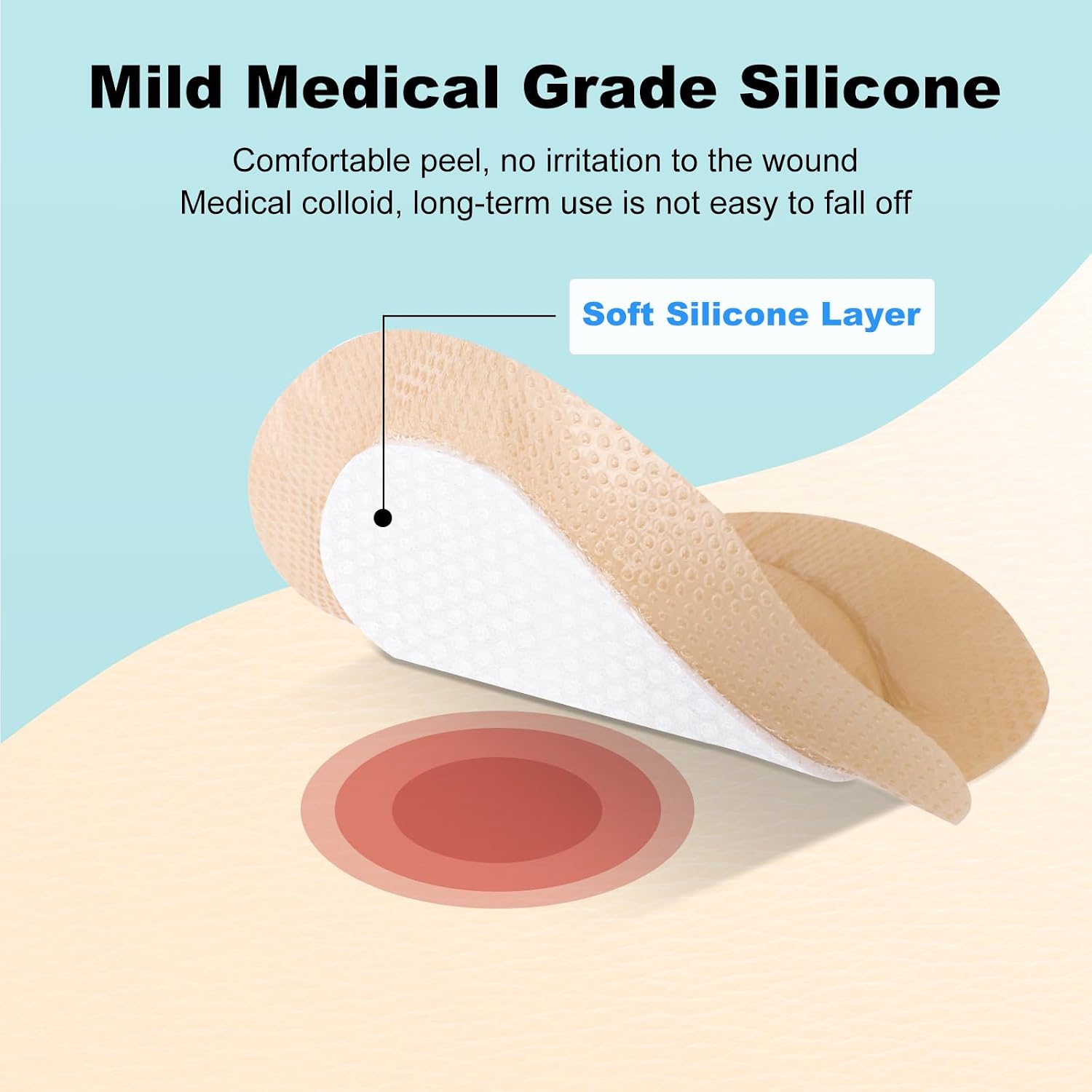 Detalle de ZMZPA 7 x 7-Inch Sacral Silicone Foam Dressing with Border, 40 Count