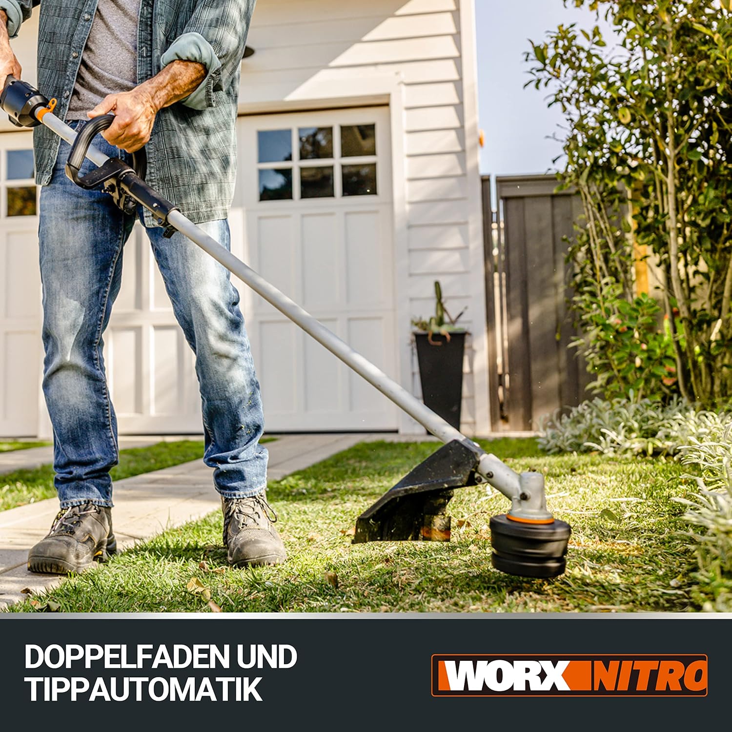 Detalle 2 de WORX Nitro WG186E.92 Akku Sense Rasentrimmer & Freischneider – 40V, bürstenloser Motor, 38 cm Schnittkreis, ohne Akku & Ladegerät