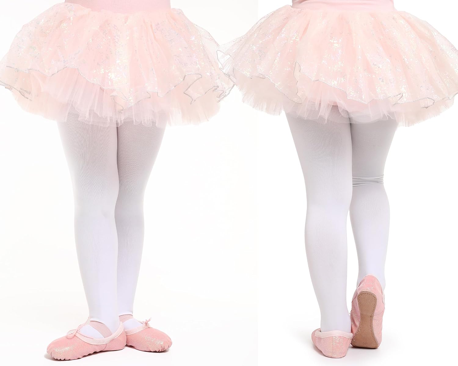 Detalle de Girls’ Glitter Ballet Shoes – Leather Full Sole Ballet Slippers (Full Sole Dance Flats)