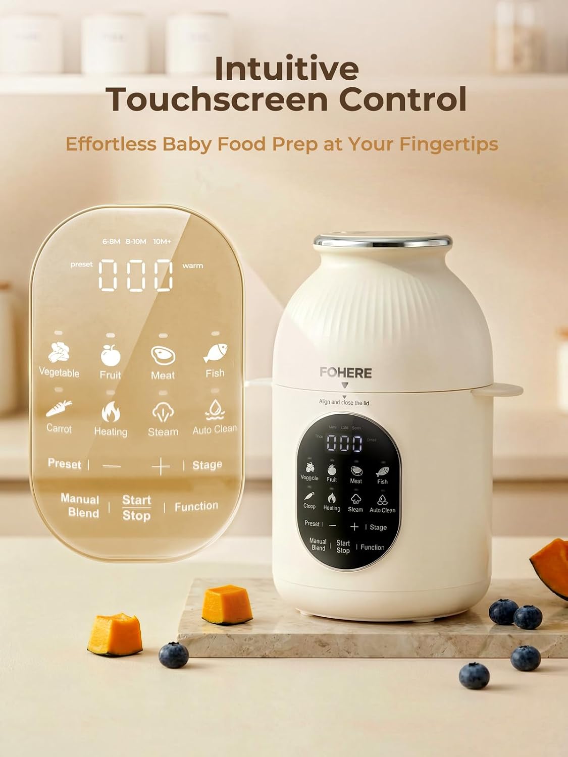 Detalle de FOHERE Baby Food Maker, Nutri Ease All Stage One Steamer Blender