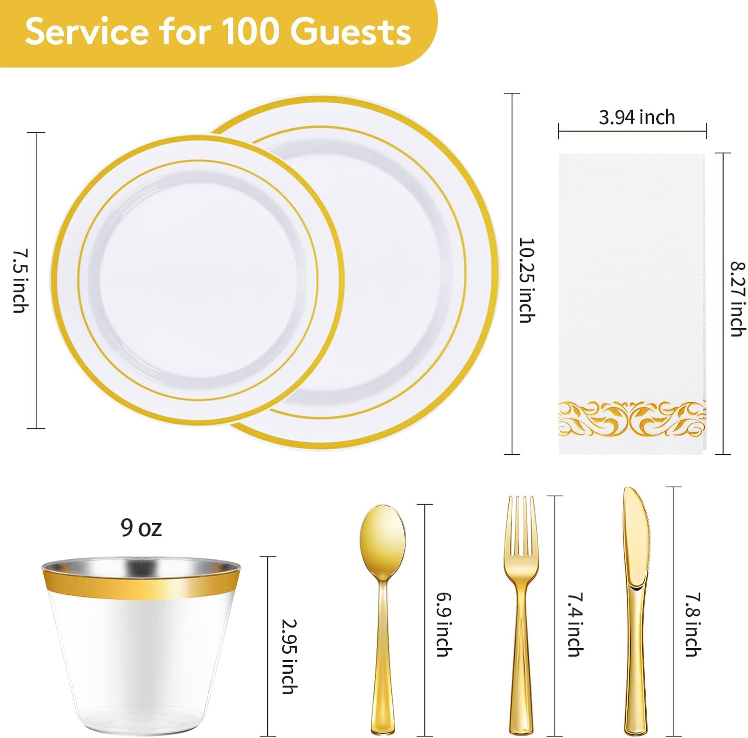 Detalle 2 de Goodluck 700-Piece Gold Dinnerware Set for 100 Guests
