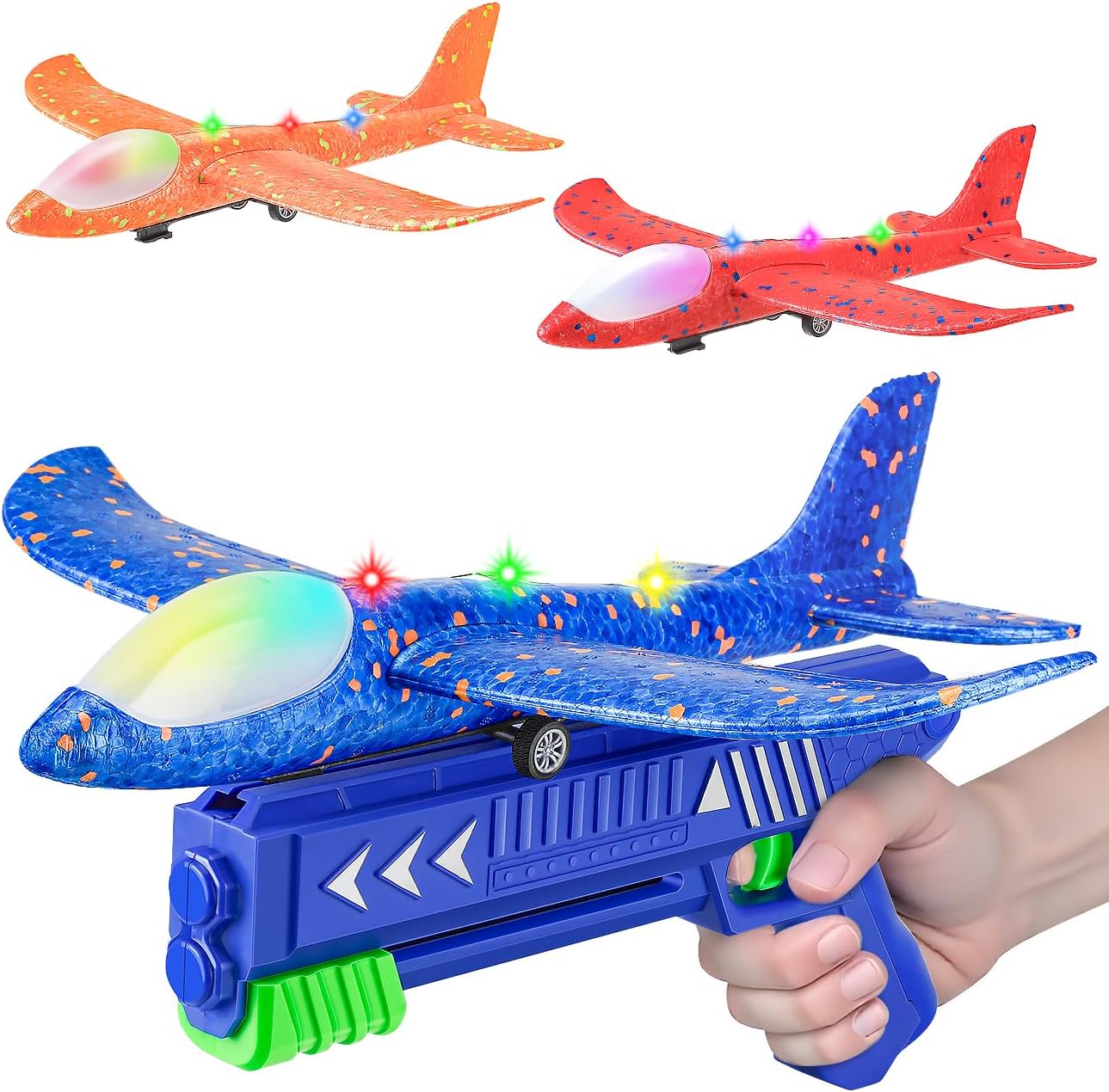 Detalle de SYHLN 3 Pack Airplane Launcher Toys - LED Foam Planes with Dual Flight Modes for Outdoor Fun (Ages 4-8)