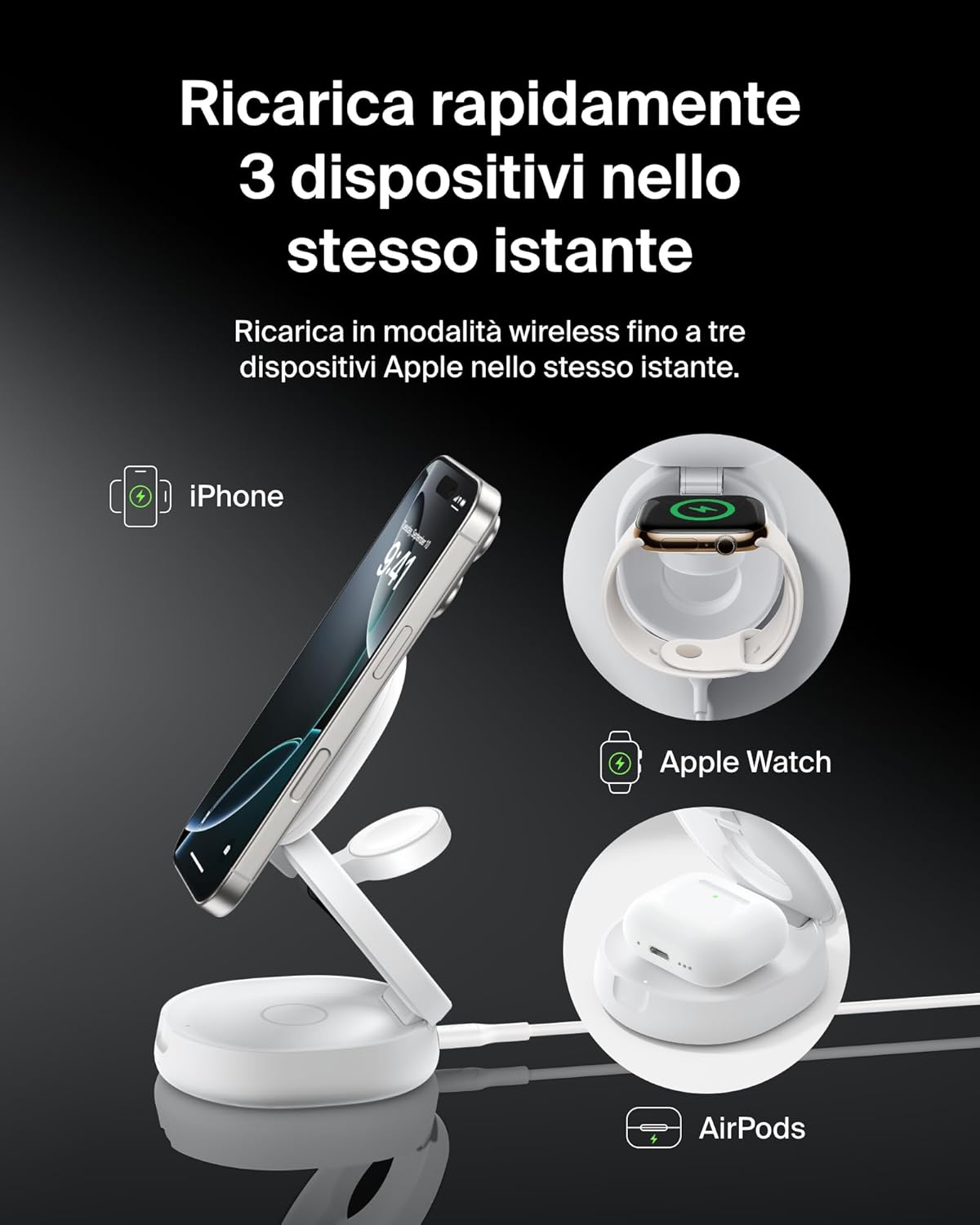 Thumbnail 1 de Belkin BoostCharge 3 in 1 MagSafe 15W 36W