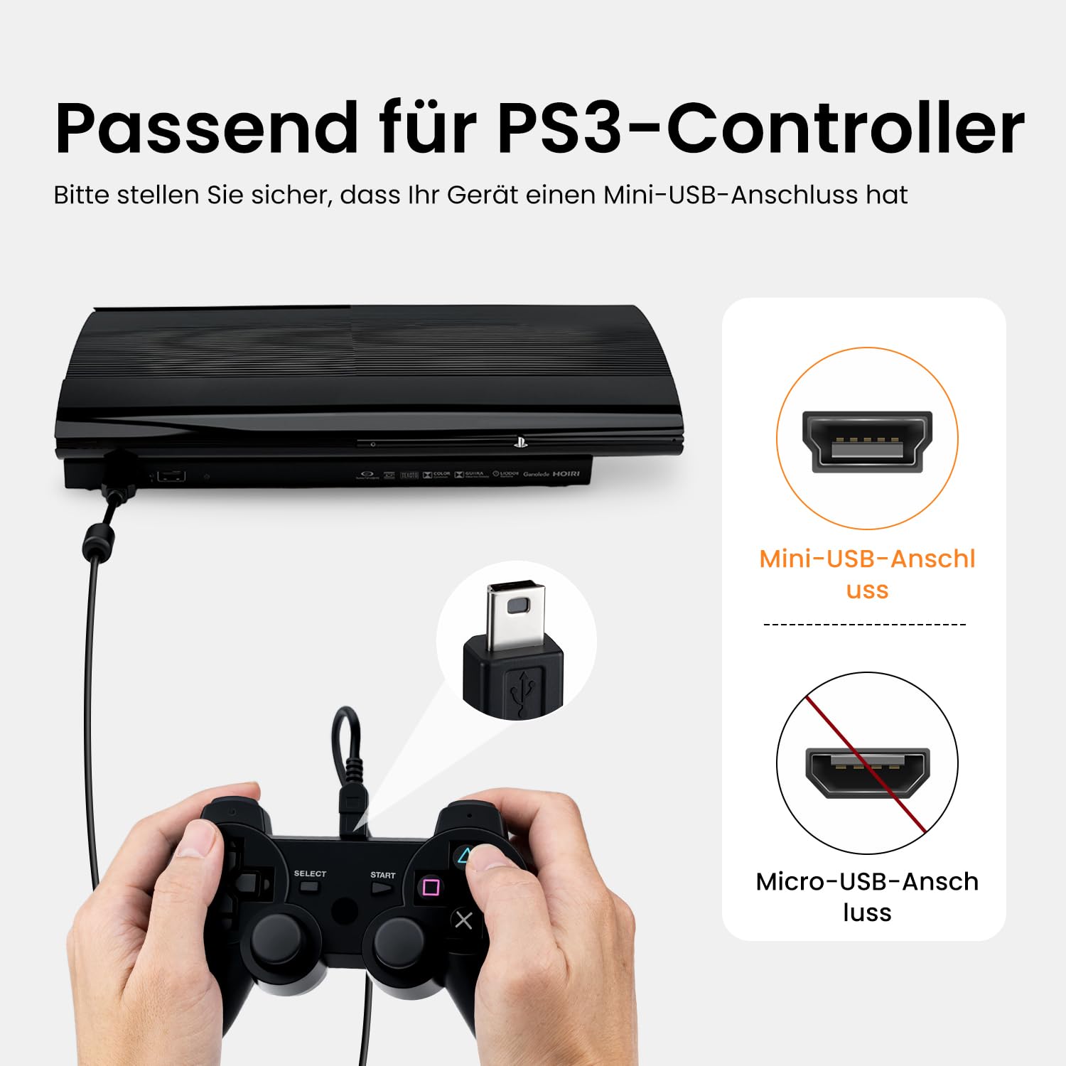 Detalle de Tolesum PS3 Ladekabel 3 m Mini-USB