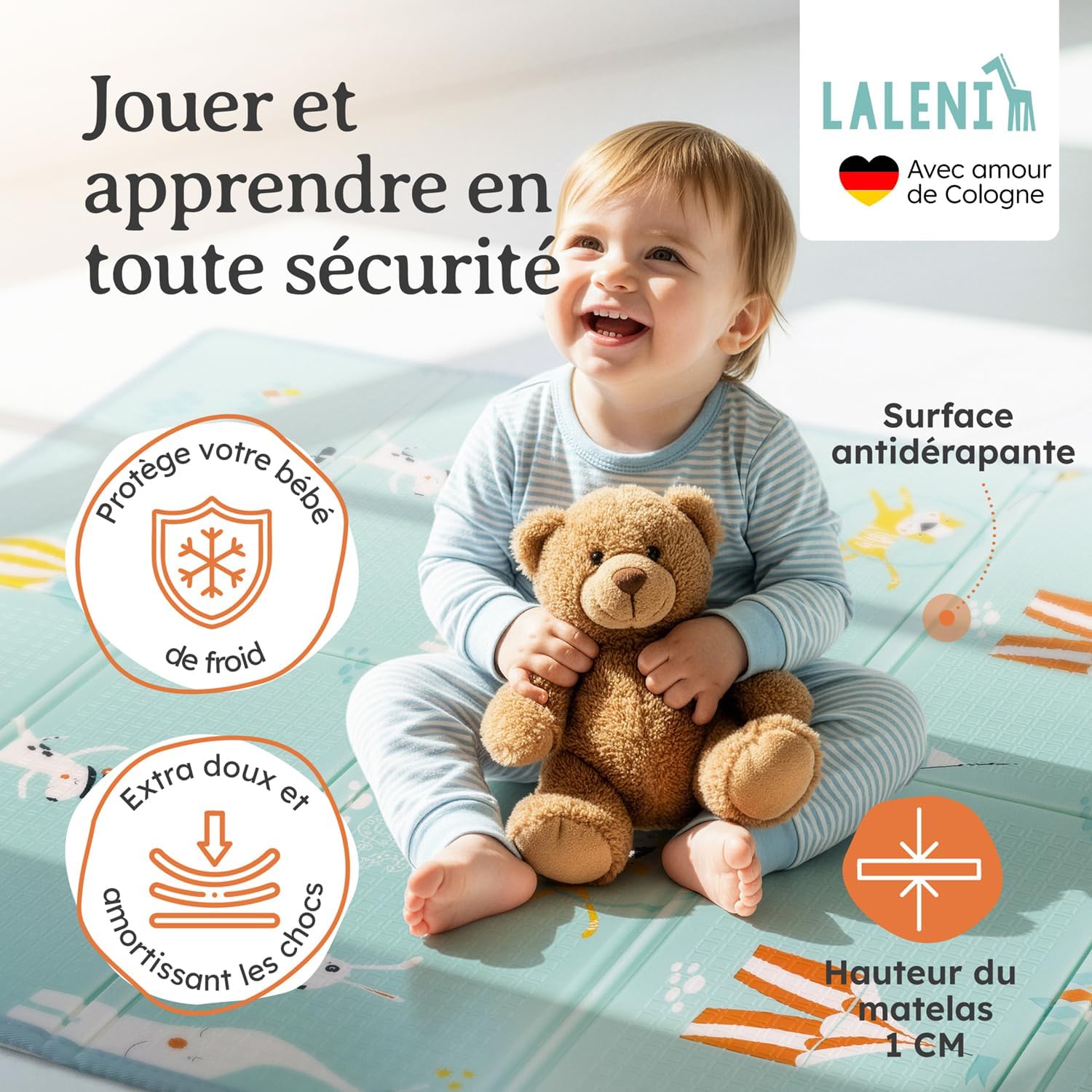 Thumbnail 1 de Laleni tapis d’éveil bébé pliable imperméable 120 x 150 x 1 cm – motif cirque