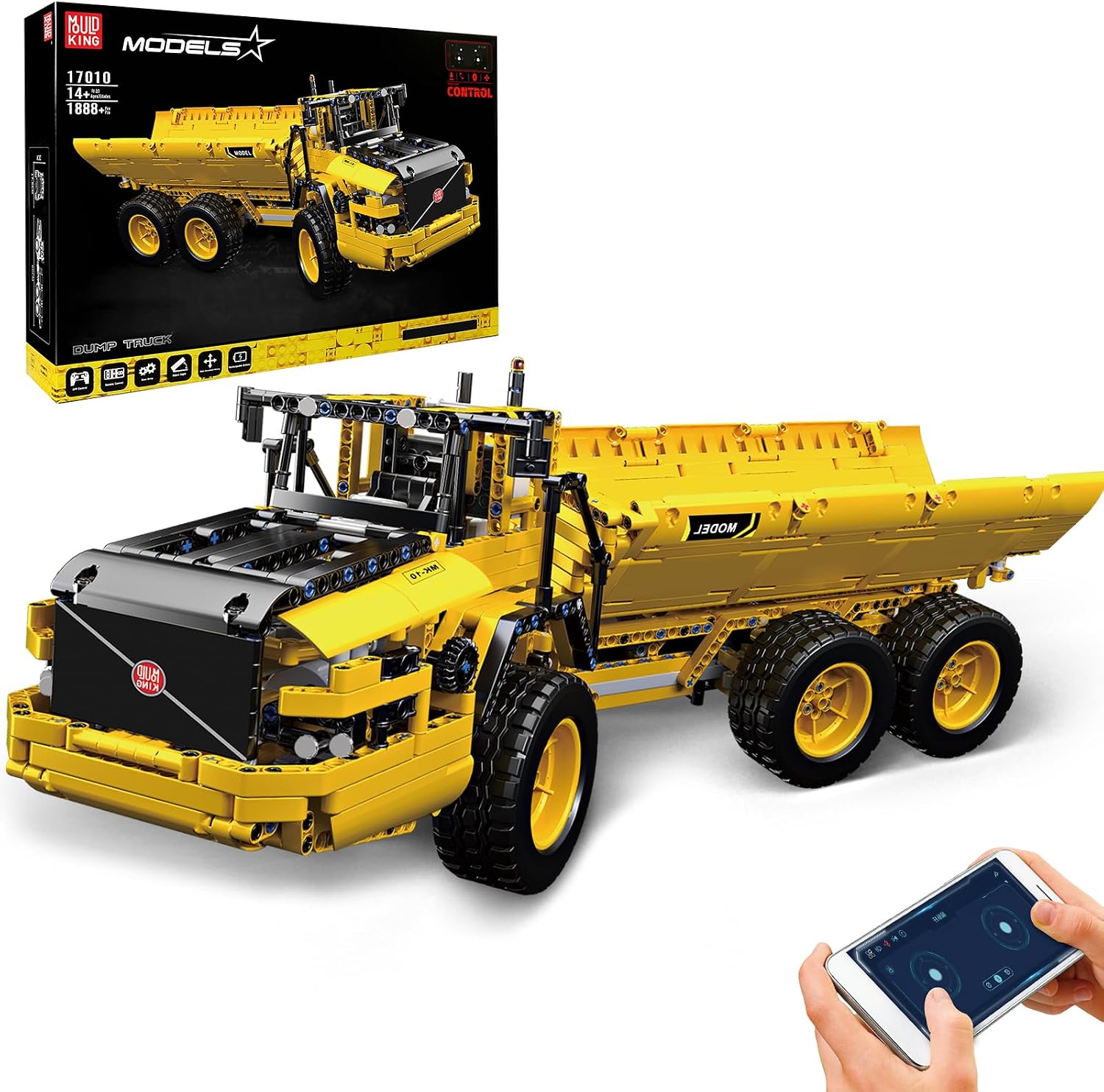 Detalle de Mould King 17010 Dumper articulé 6x6 1888 pièces