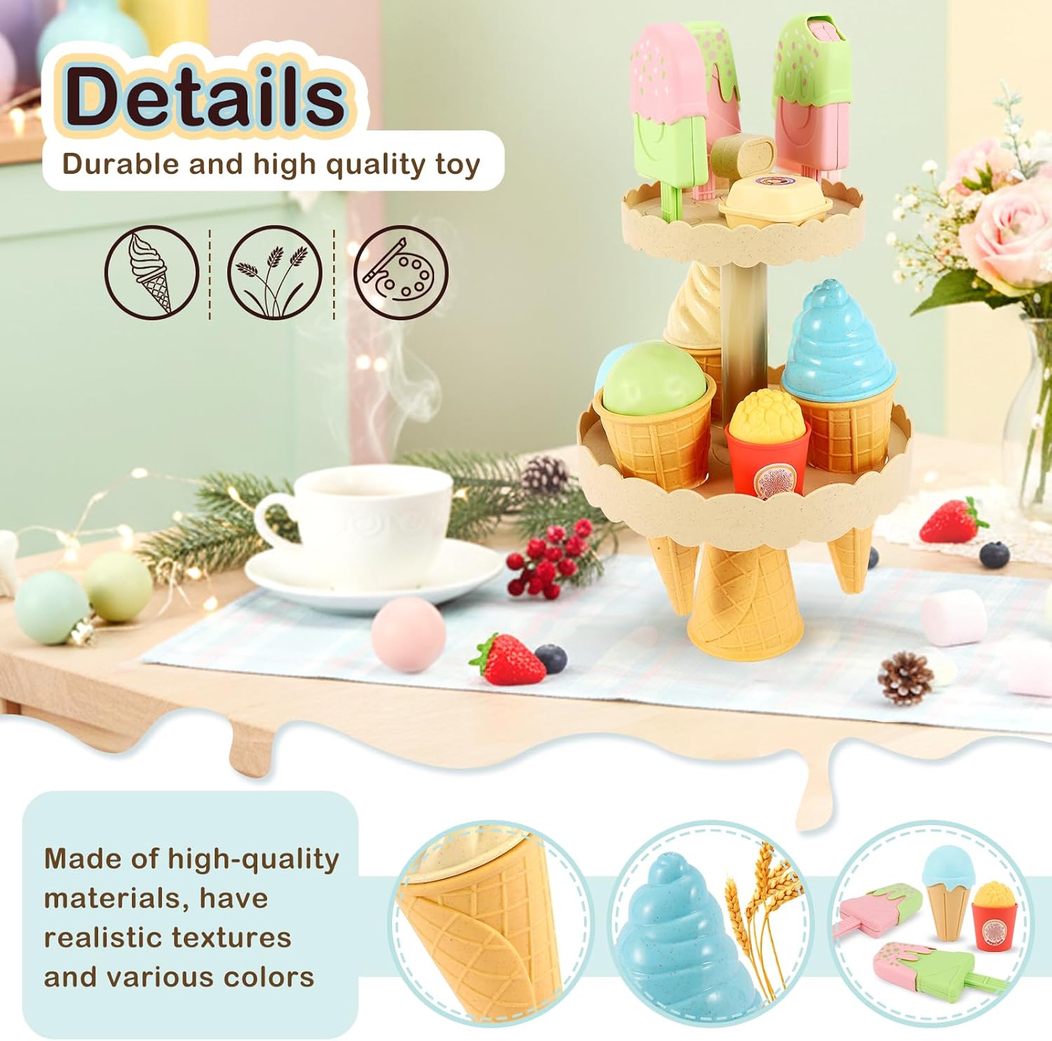 Thumbnail 2 de AOLEVA Eis-Spielzeug für Kinder: Zubehör für Kinder-Eisdiele ab 3 Jahren
