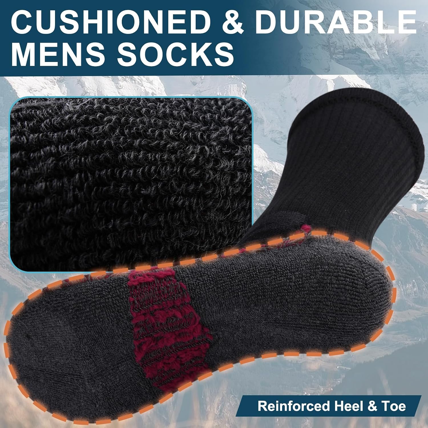 Detalle de ILovDaisy Mens Sports Socks 9-12 6-8: Cushioned, Breathable Crew Socks for Every Active Day