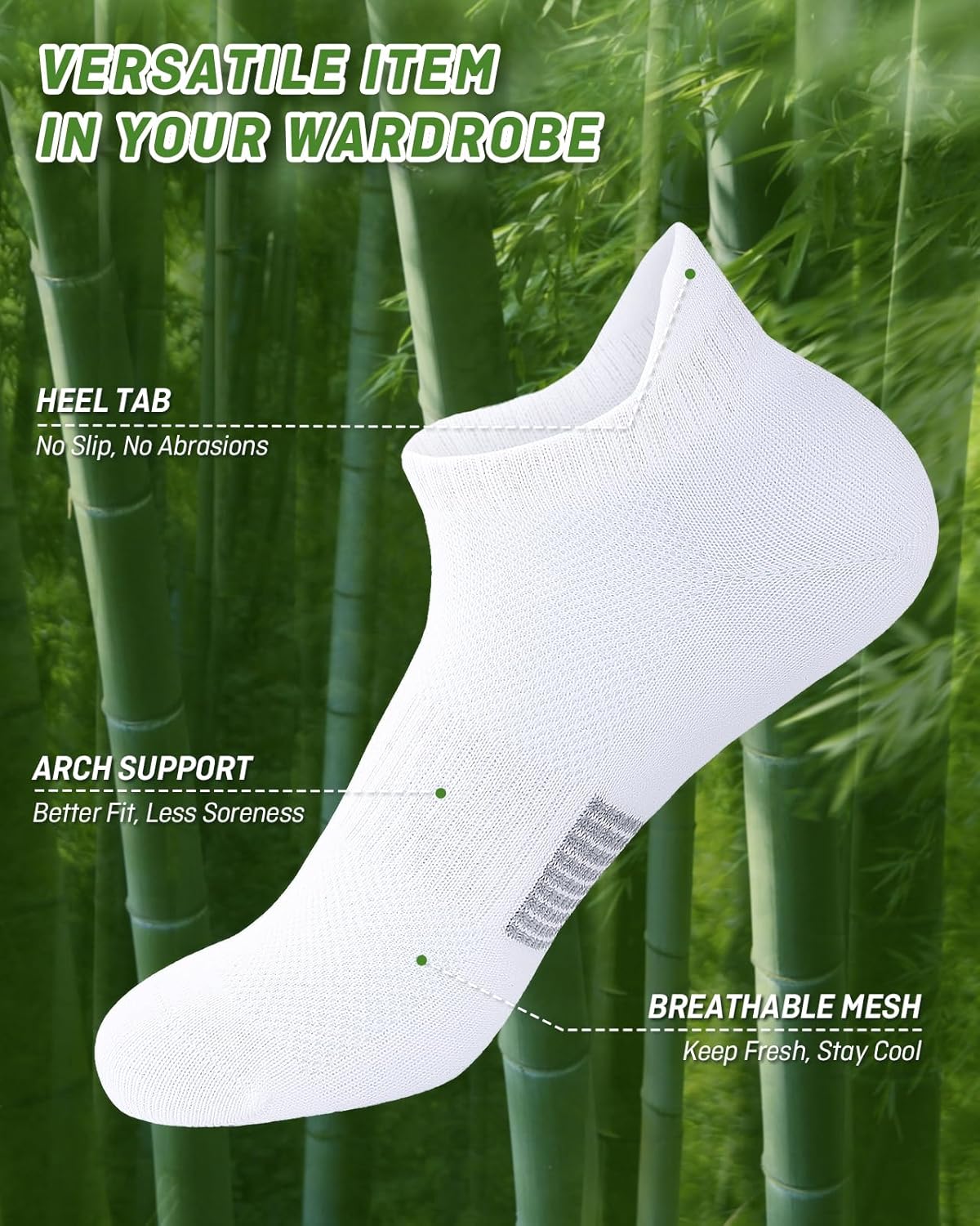 Thumbnail 4 de inaWarm Bamboo Trainer Socks Womens 6 Pairs – Breathable Ankle Running Socks