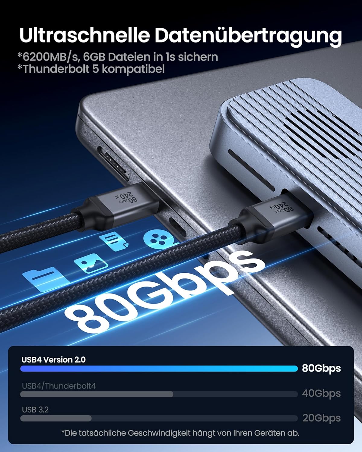 Thumbnail 1 de Silkland USB4 V2.0 Kabel Thunderbolt 5 1M