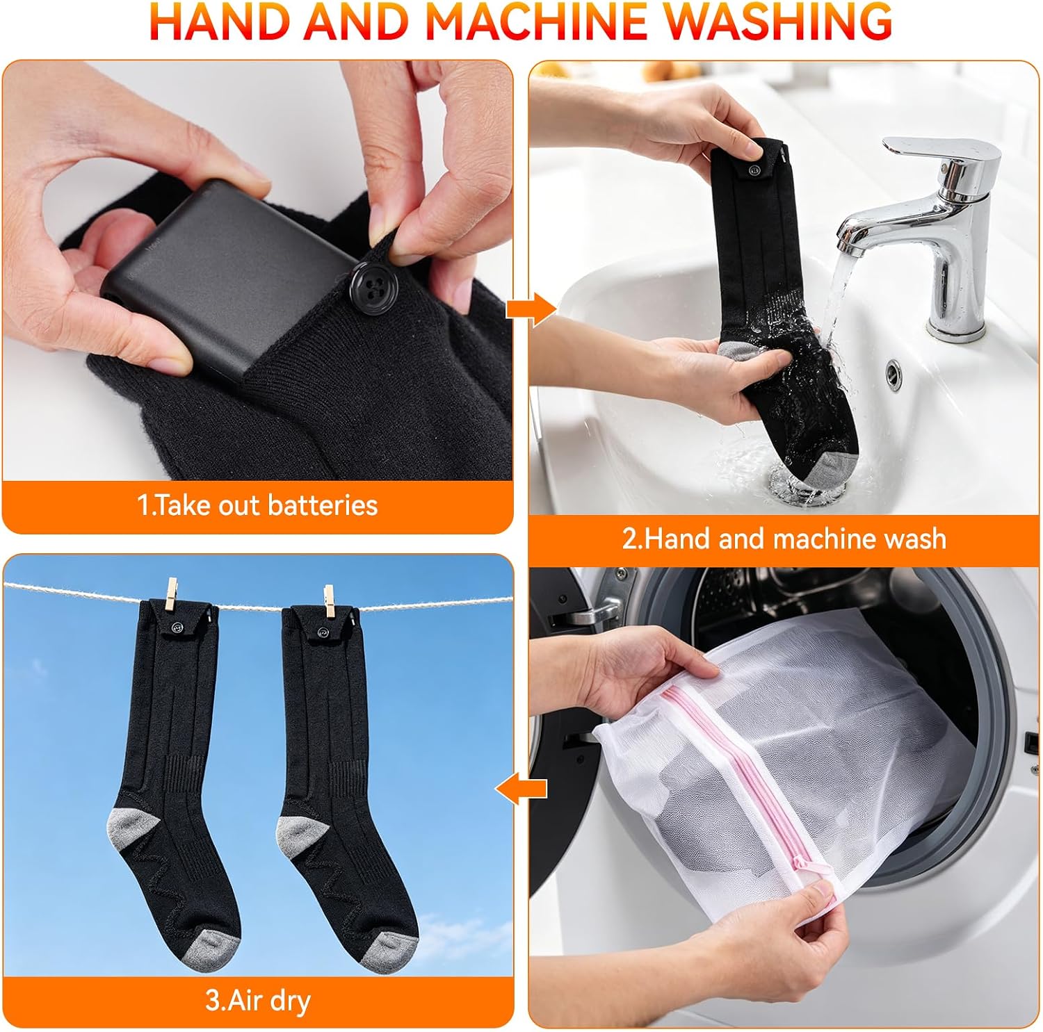 Detalle de Powkiwo Rechargeable Heated Socks, 4 Heat Levels, Washable, One Size