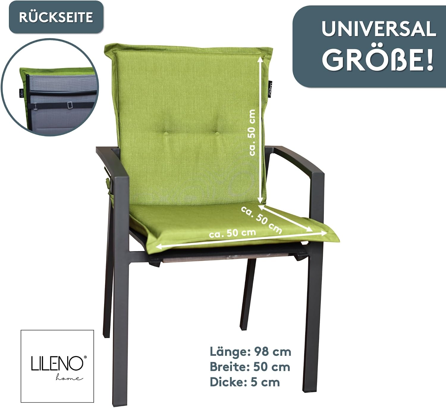 Detalle 2 de LILENO HOME Gartenstuhl Auflagen (2er-Set) für Niedriglehner – Karo Blau