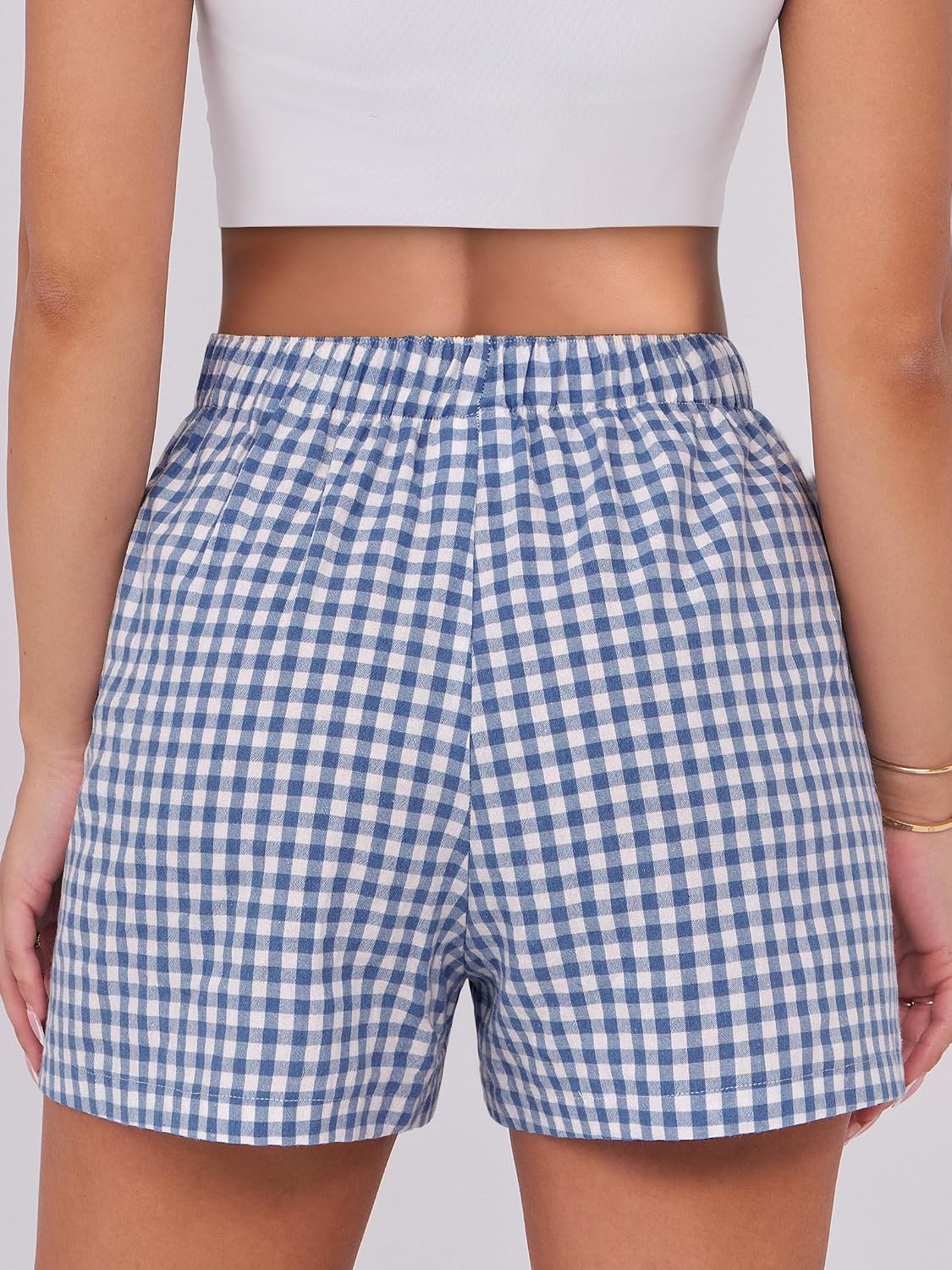 Detalle de ANRABESS Women's Gingham Boxer Shorts for Summer 2026