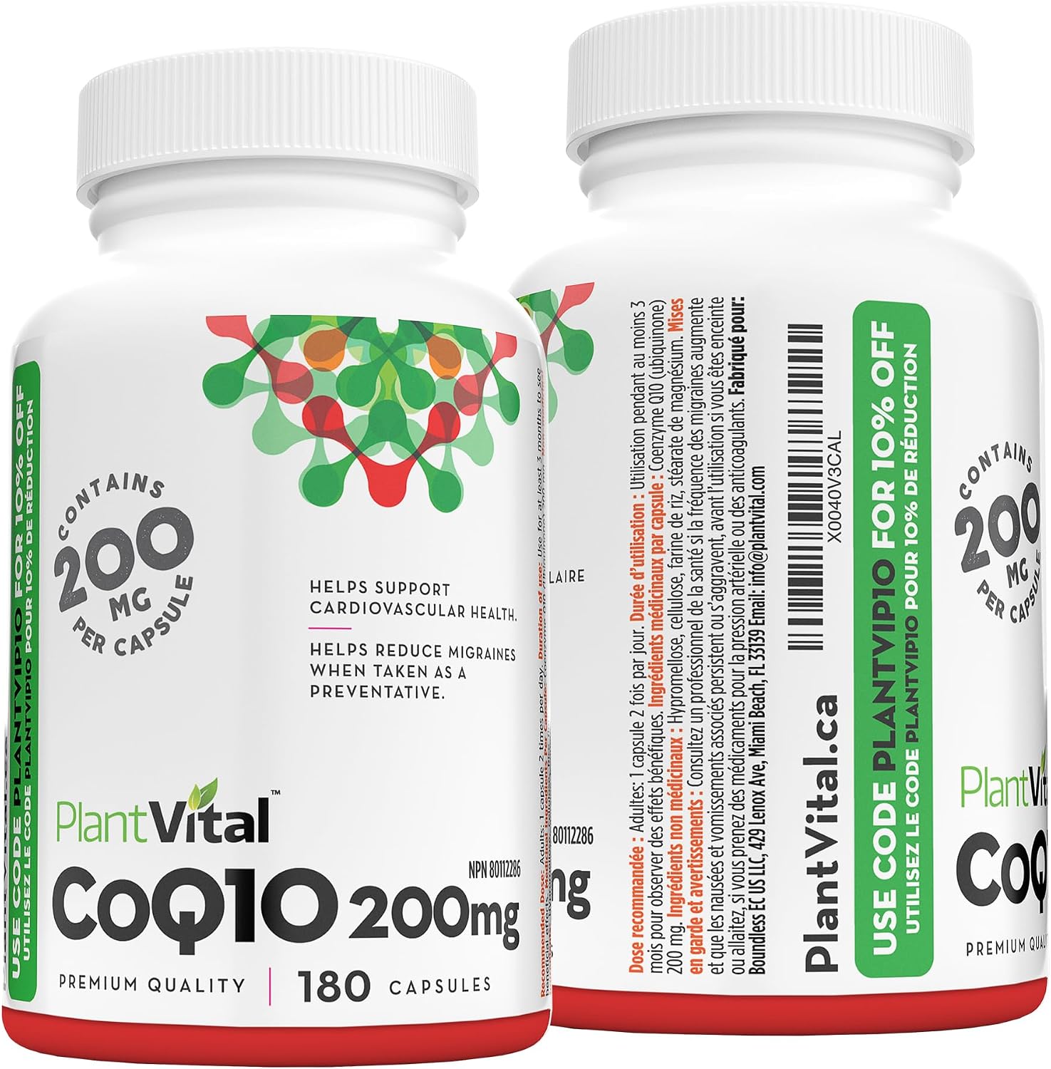 Thumbnail 6 de PlantVital Coenzyme Q10 CoQ10 Supplement, 200 mg Vegan Capsules, 180 Count