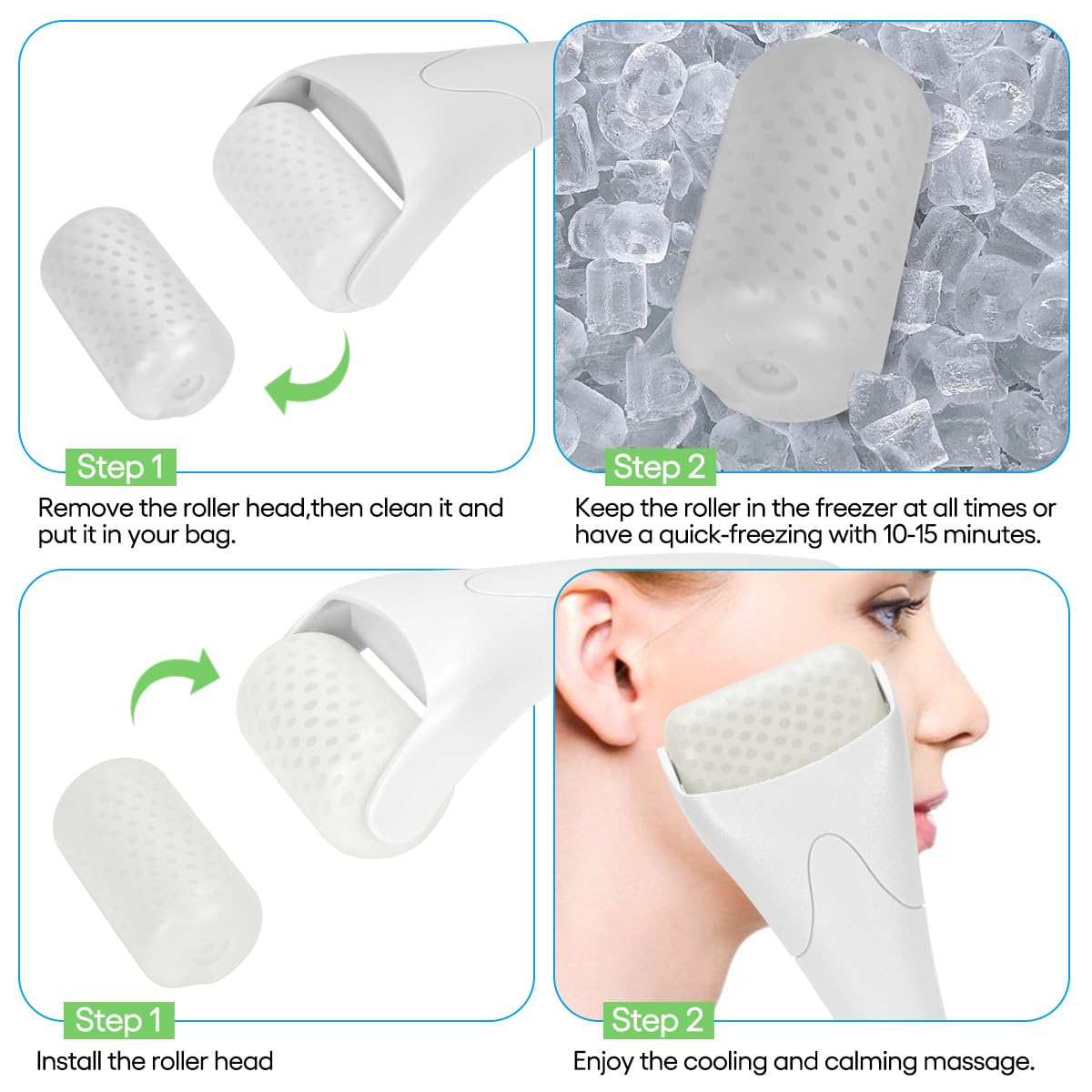 Detalle 2 de Fronnor Ice Roller for Face and Body, Cooling Massage Tool, White