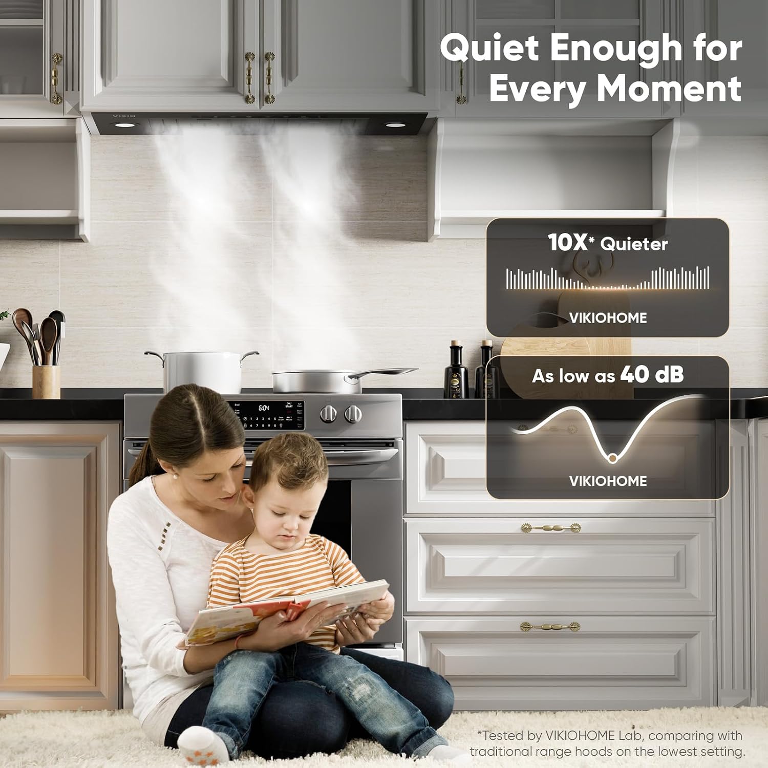 Detalle de VIKIO HOME 30-Inch Built-In Range Hood, 980 CFM, Gesture & Touch Controls