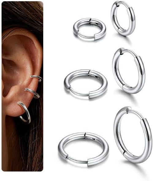 Detalle de U7 U7 3 Pares Pendientes Aro 8/12 mm