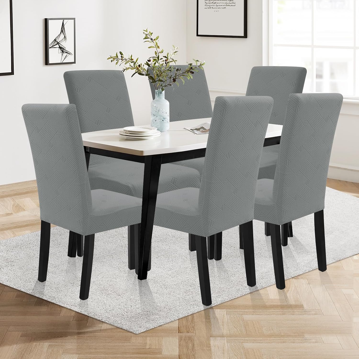 Detalle de Ystyle housse de chaise 6 pièces gris clair