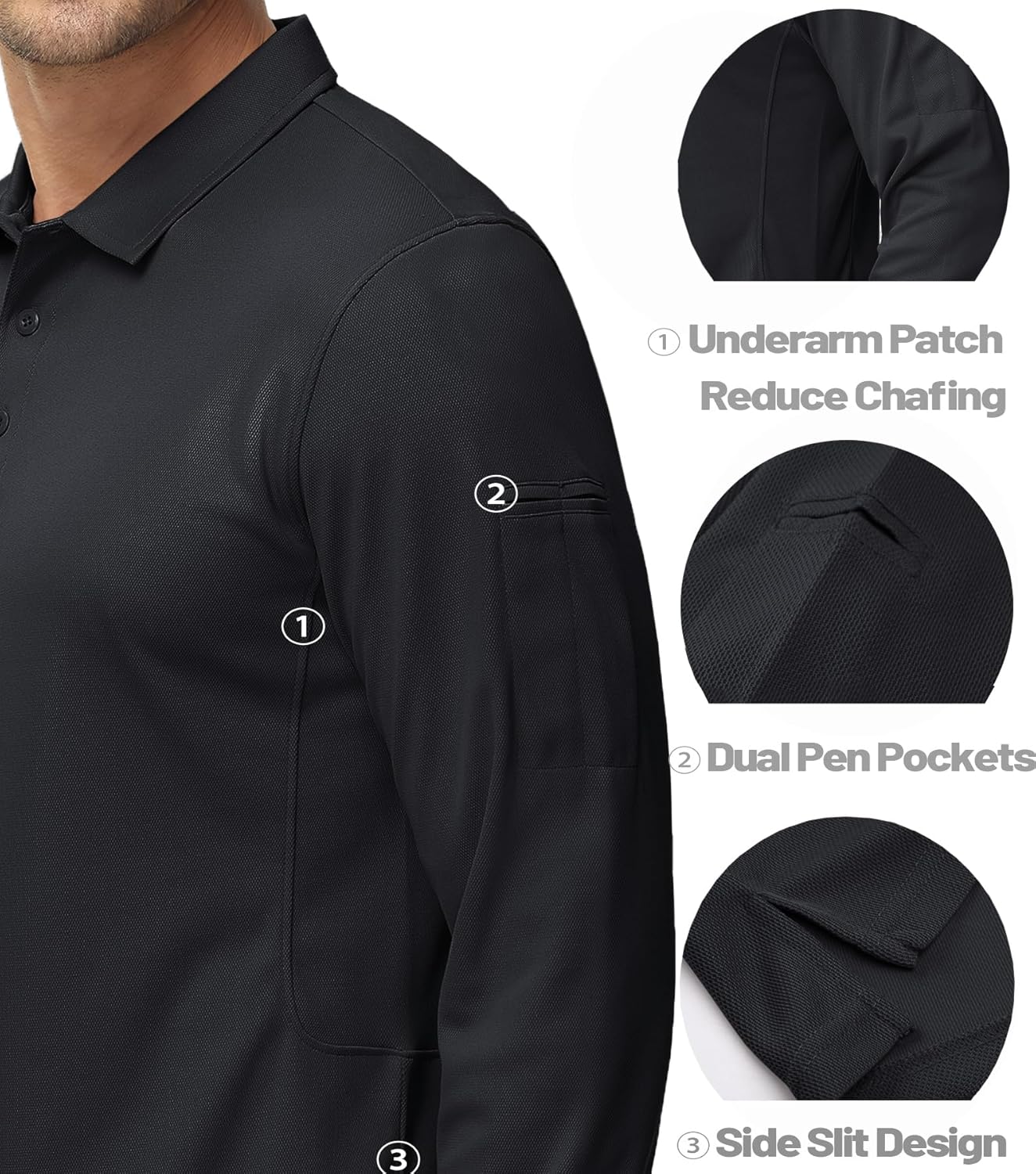 Thumbnail 4 de MAGCOMSEN Men's Polo 3 Button Quick Dry