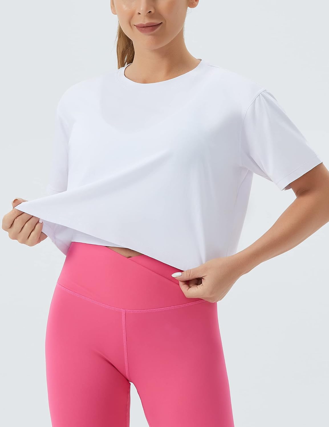 Thumbnail 3 de THE GYM PEOPLE Maglia Palestra Donna crop top a maniche corte in cotone (vestibilità ampia)