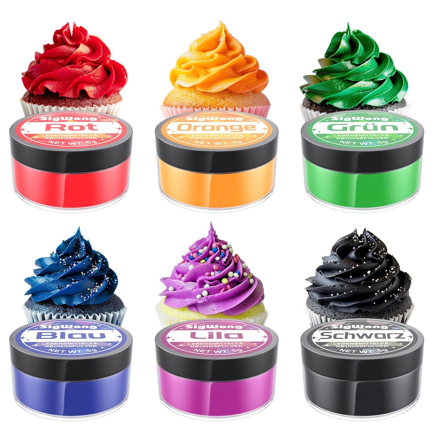 Detalle de Lebensmittelfarbe Pulver 6 Neon Farben