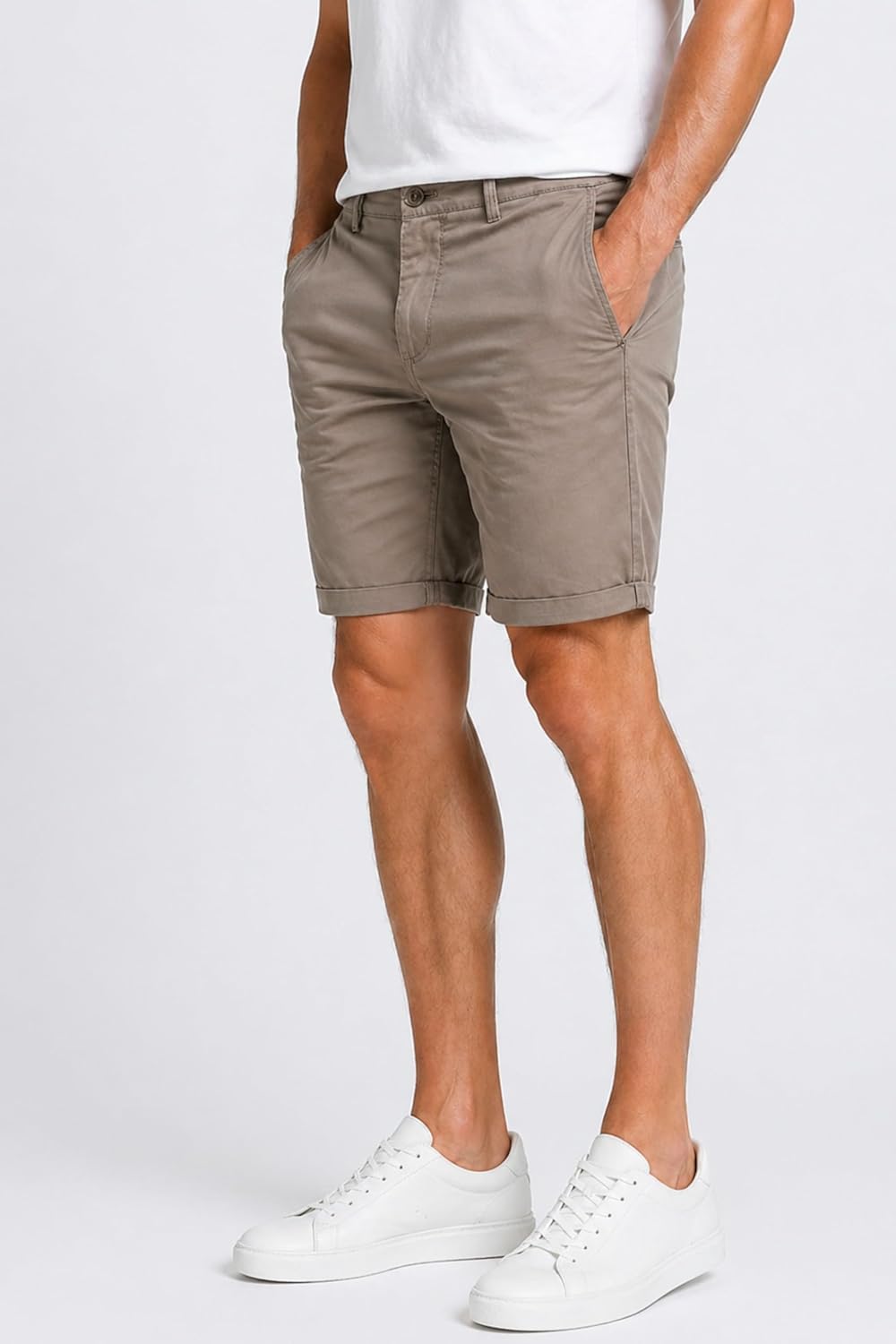 Detalle de Smith & Solo Kurze Hosen Herren – Chino Shorts aus Baumwolle, vielseitige Bermuda Hose für Sommer und Training