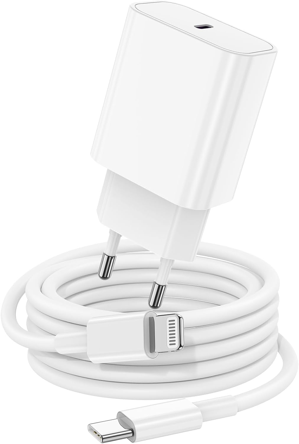 Detalle de iPhone Schnellladegerät mit 2 m USB-C Kabel und 20W Adapter – kompatibel mit iPhone 14/13/12/11 sowie iPad