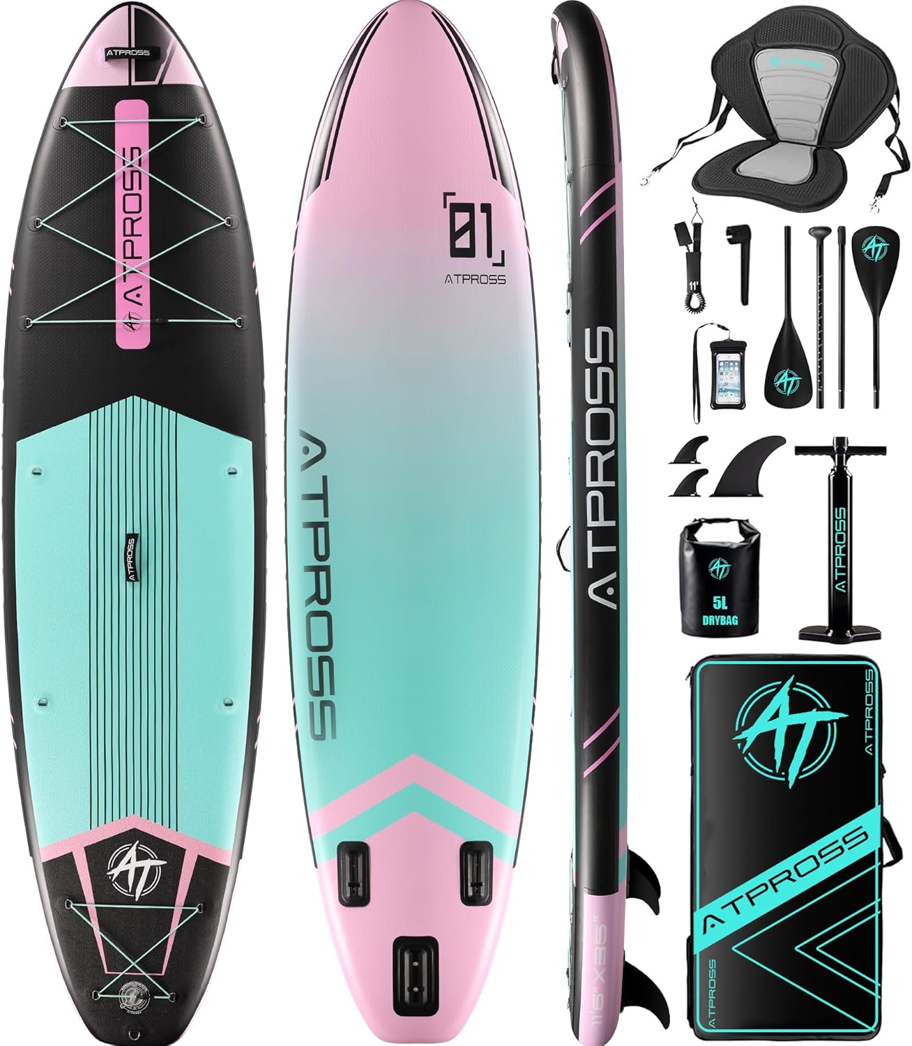 Detalle de ATPROSS 11'6" x 35" Inflatable Paddle Board with Premium Accessories Kit