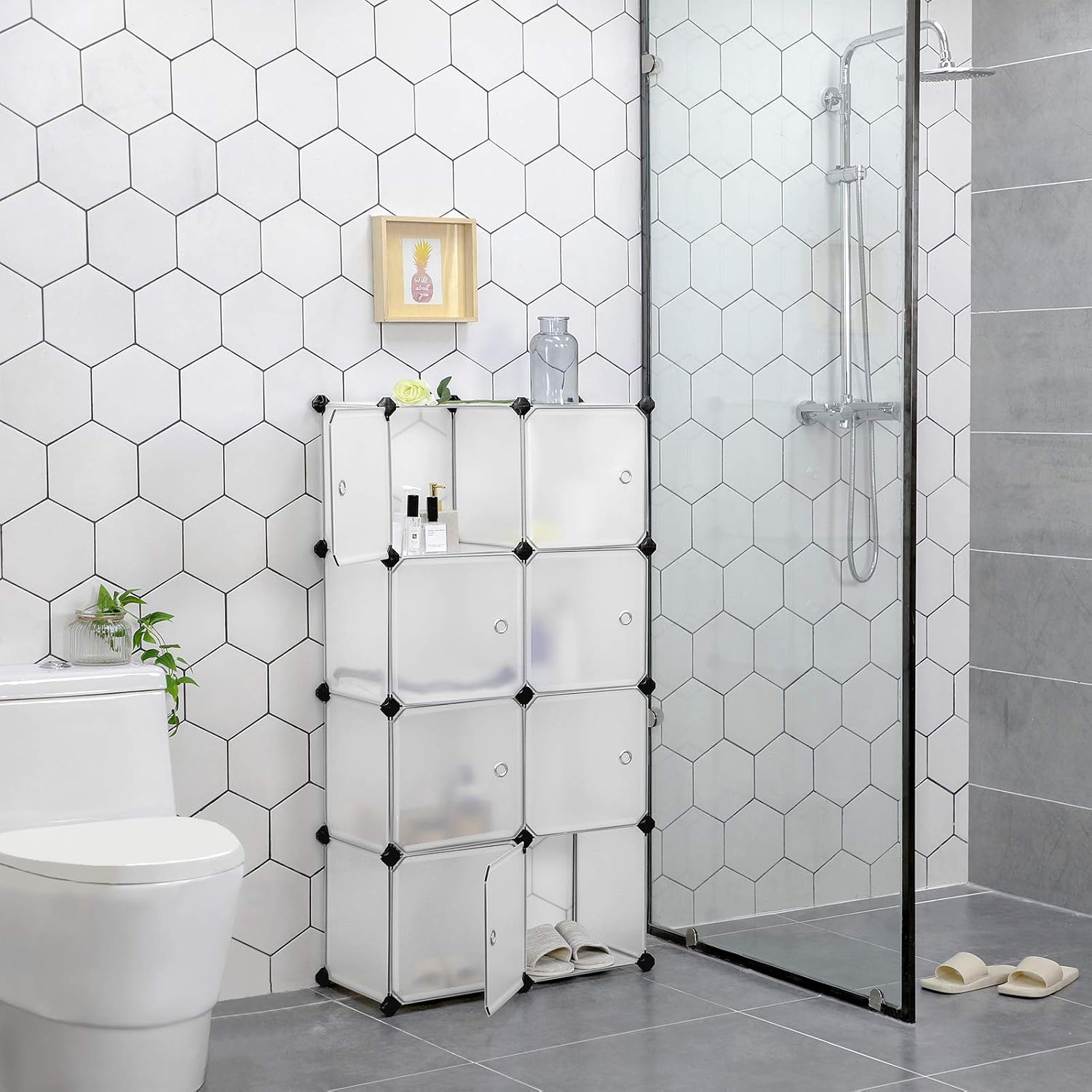 Detalle 1 de SONGMICS Armadio a 9 cubi LPC116WS con ante opache