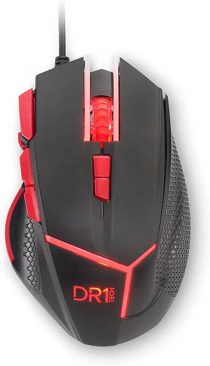 Detalle de DR1TECH Hunter Professional Gaming Maus – kabelgebundene Profi-Maus mit 5 Gewichten und 4200 DPI